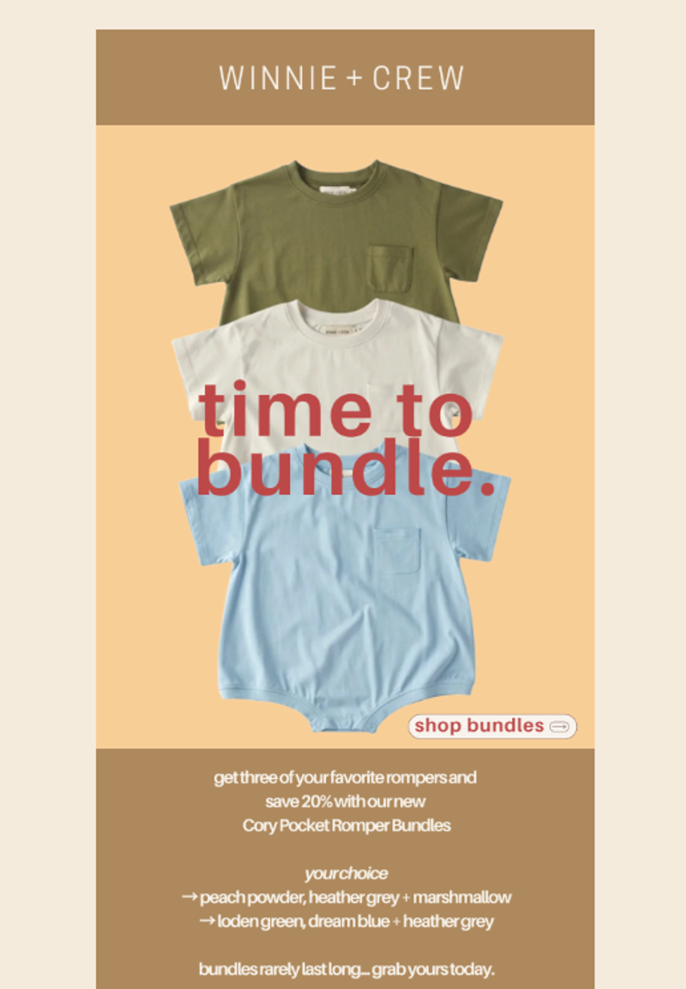Screenshot of an automated email from a clothing brand.