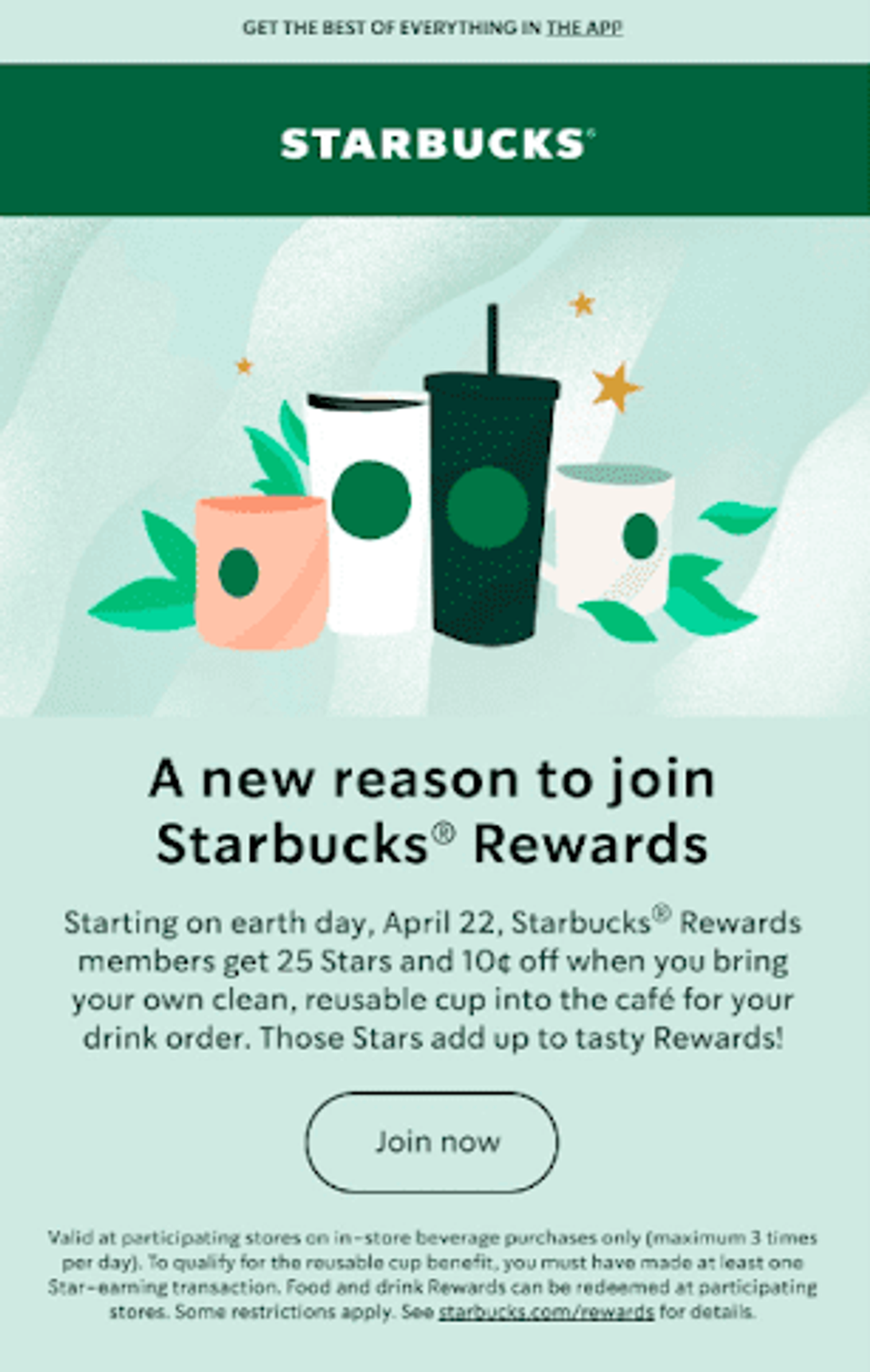 Screenshot of an Earth Day sale email.