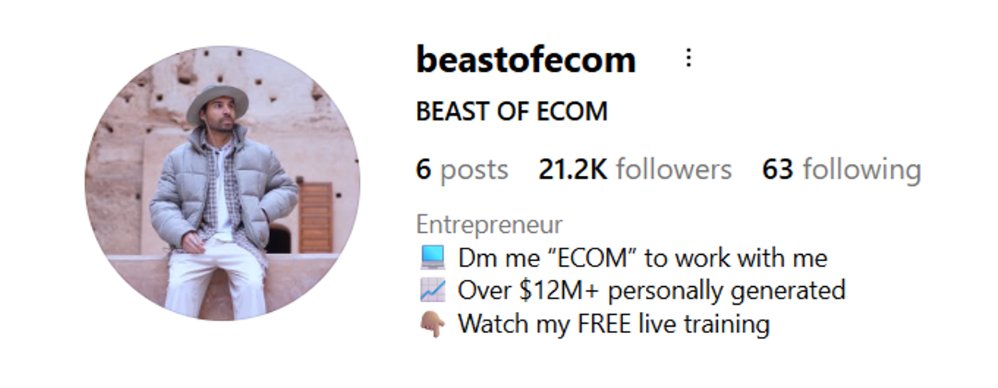 Screenshot of Harry Colemanâs Instagram account.