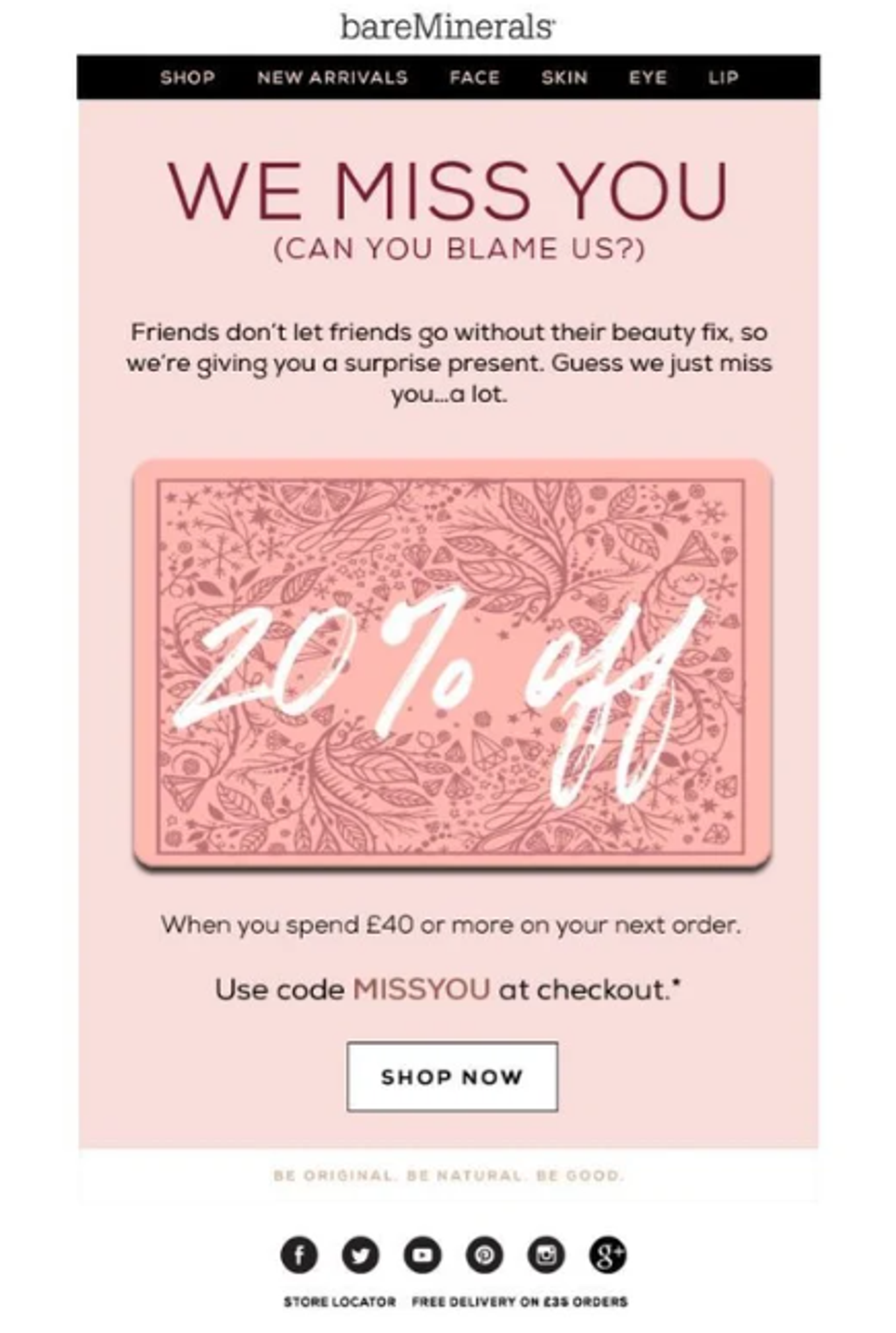 Screenshot of a re-engagement email.