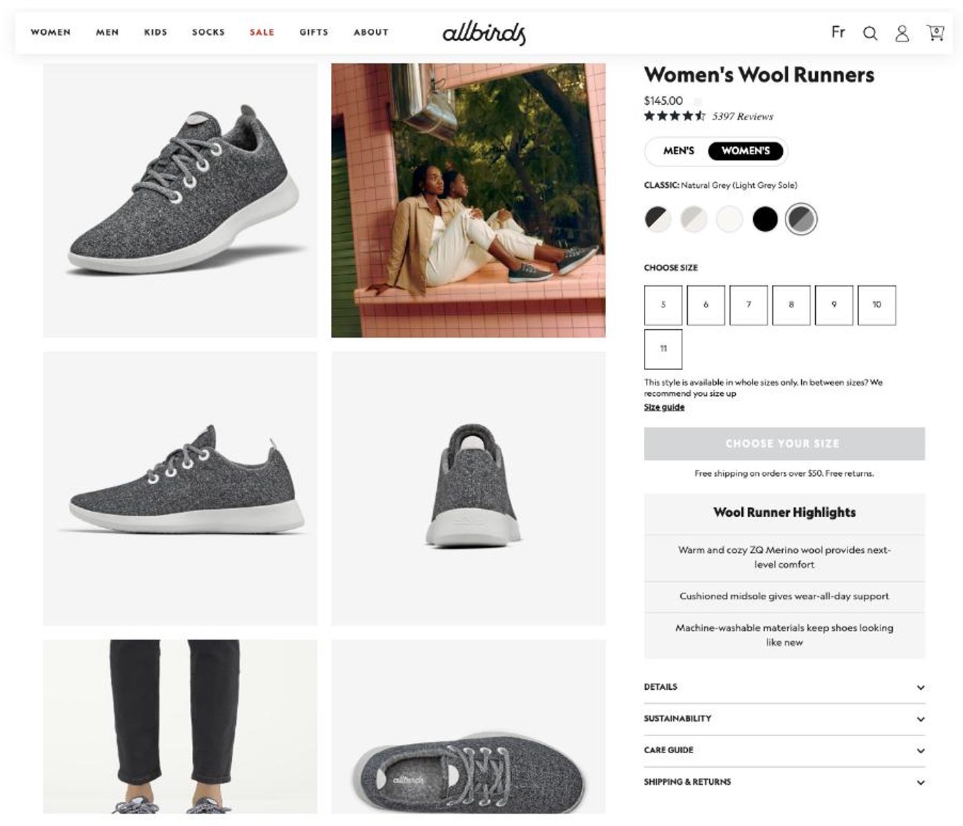 Screenshot of a Shopify store’s product description.