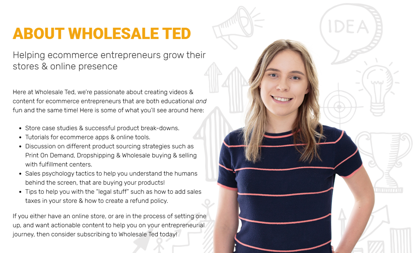 Screenshot of Wholesale Tedâs âAboutâ section