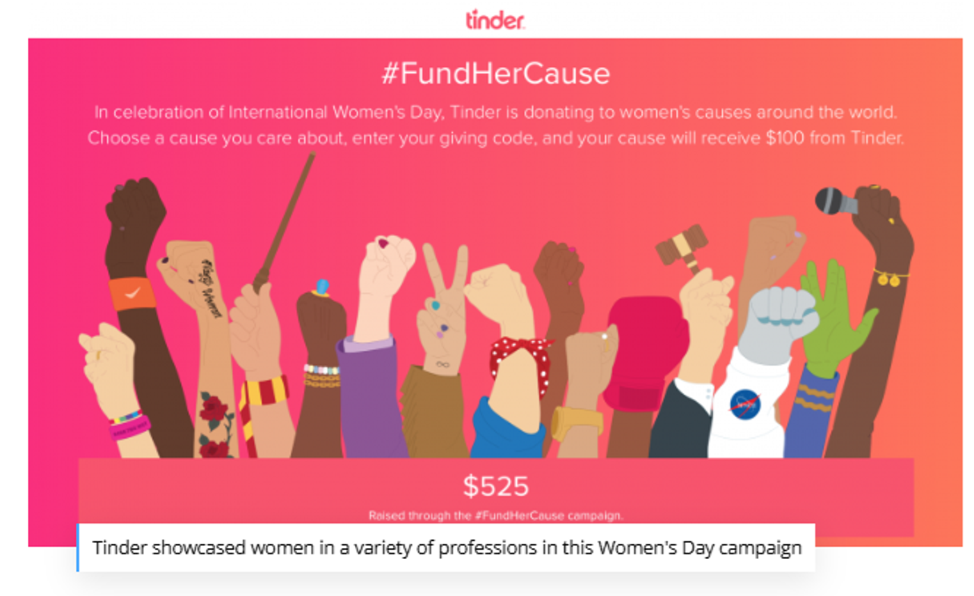 Screenshot of a cause-based email related to International Women’s Day.