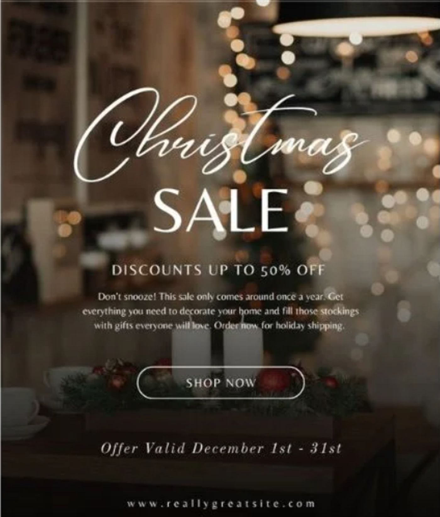 Screenshot of a Christmas sale announcement email.