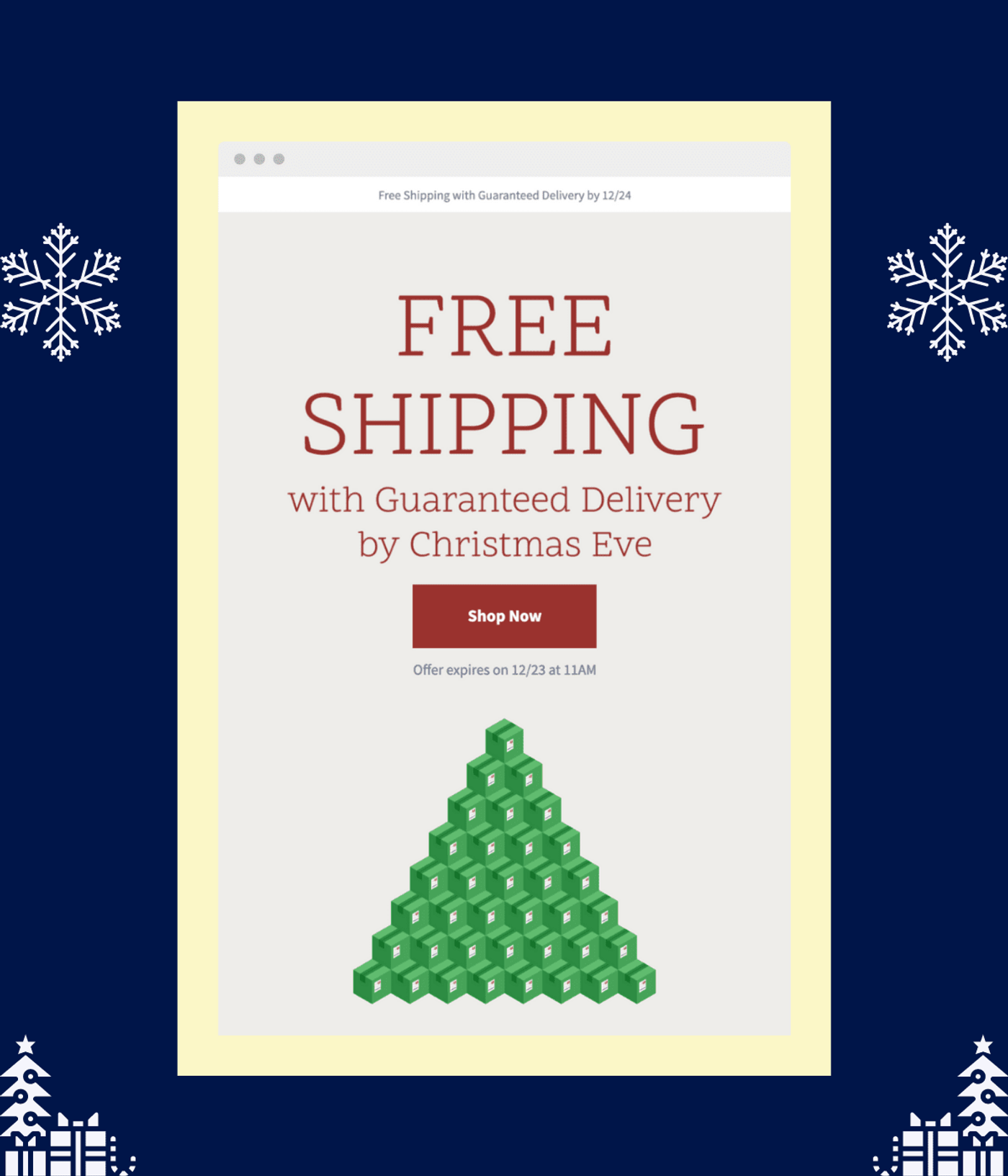 Screenshot of a Christmas free shipping offer email.