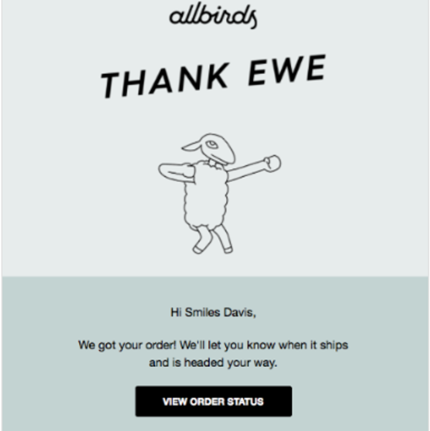 Screenshot of a post-purchase email.