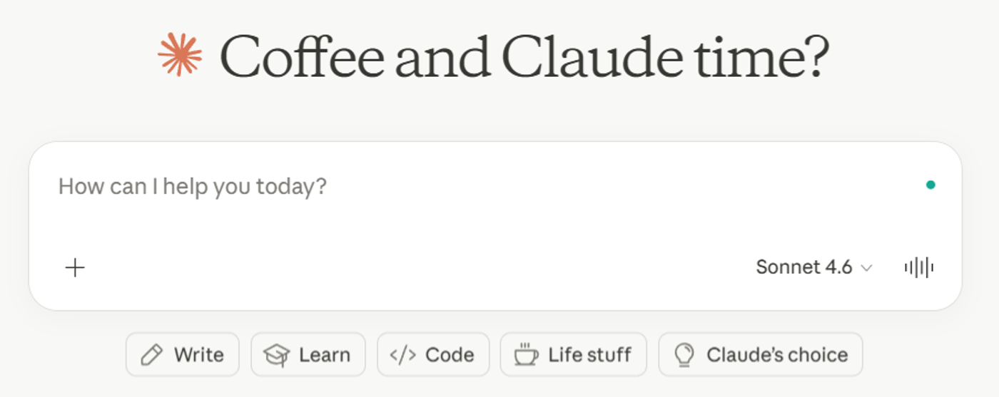 Screenshot showing Claude’s chatbox.