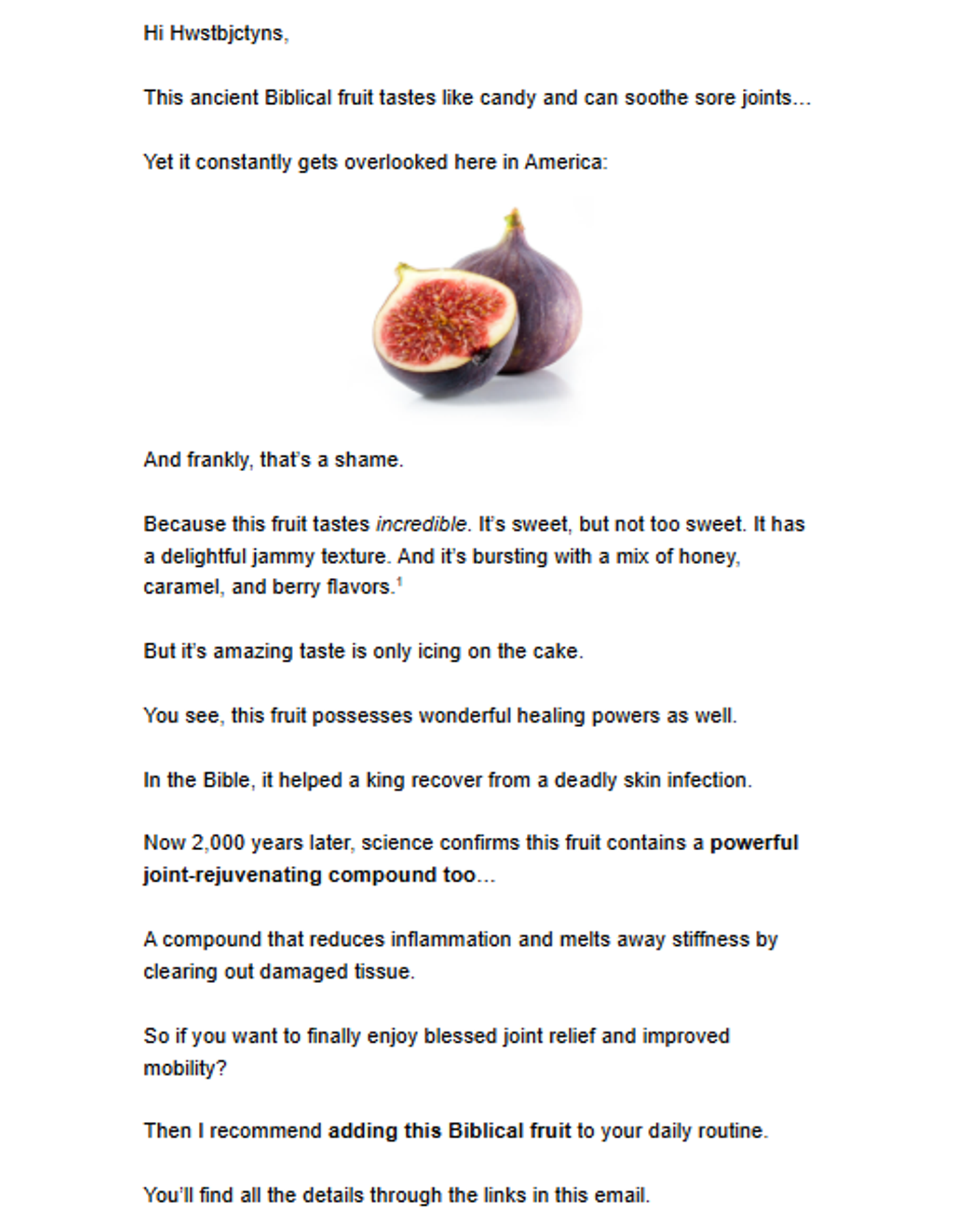 Screenshot of an example of a personalized email from a skincare brand.