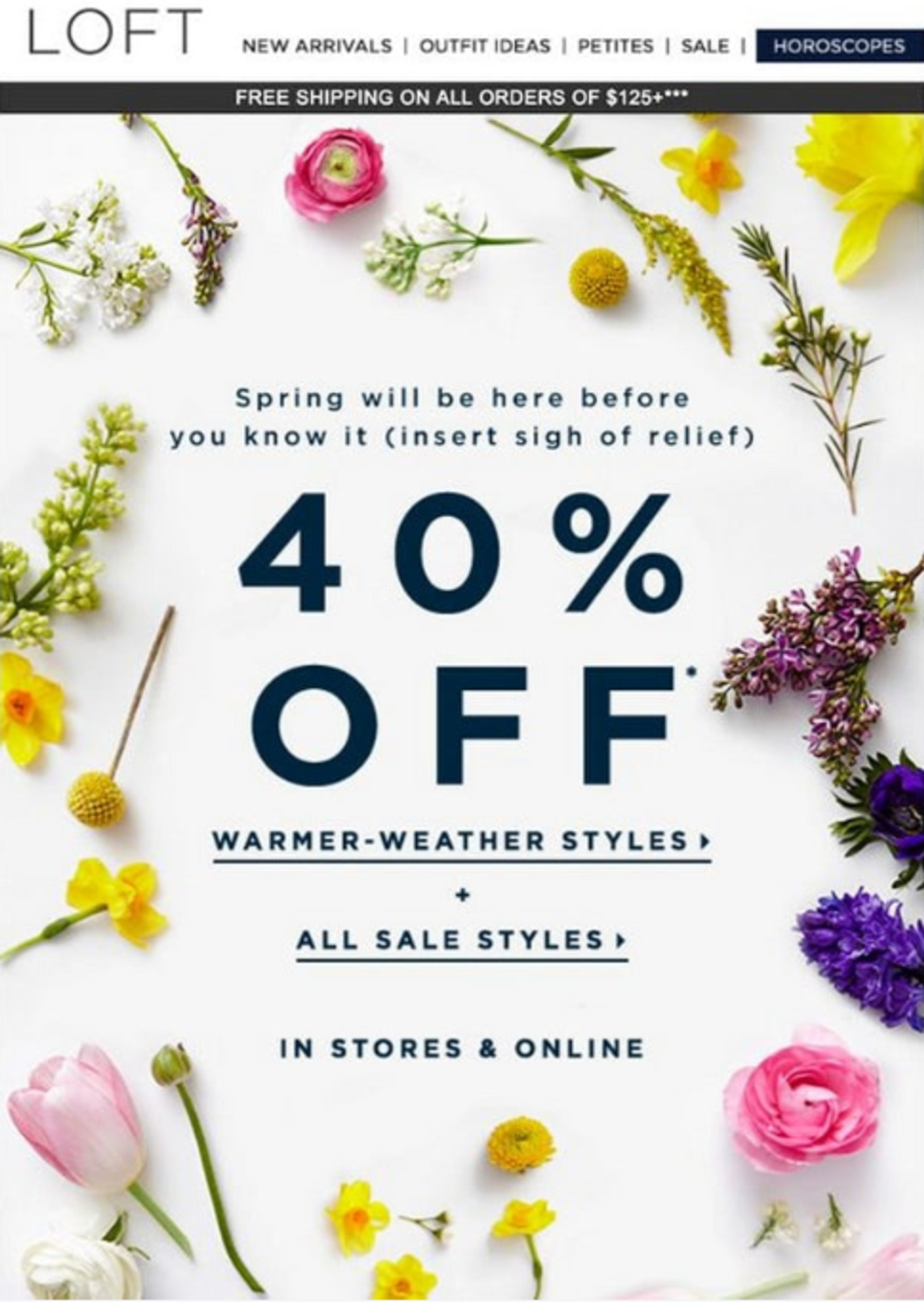 Screenshot of a spring exclusive discount email.