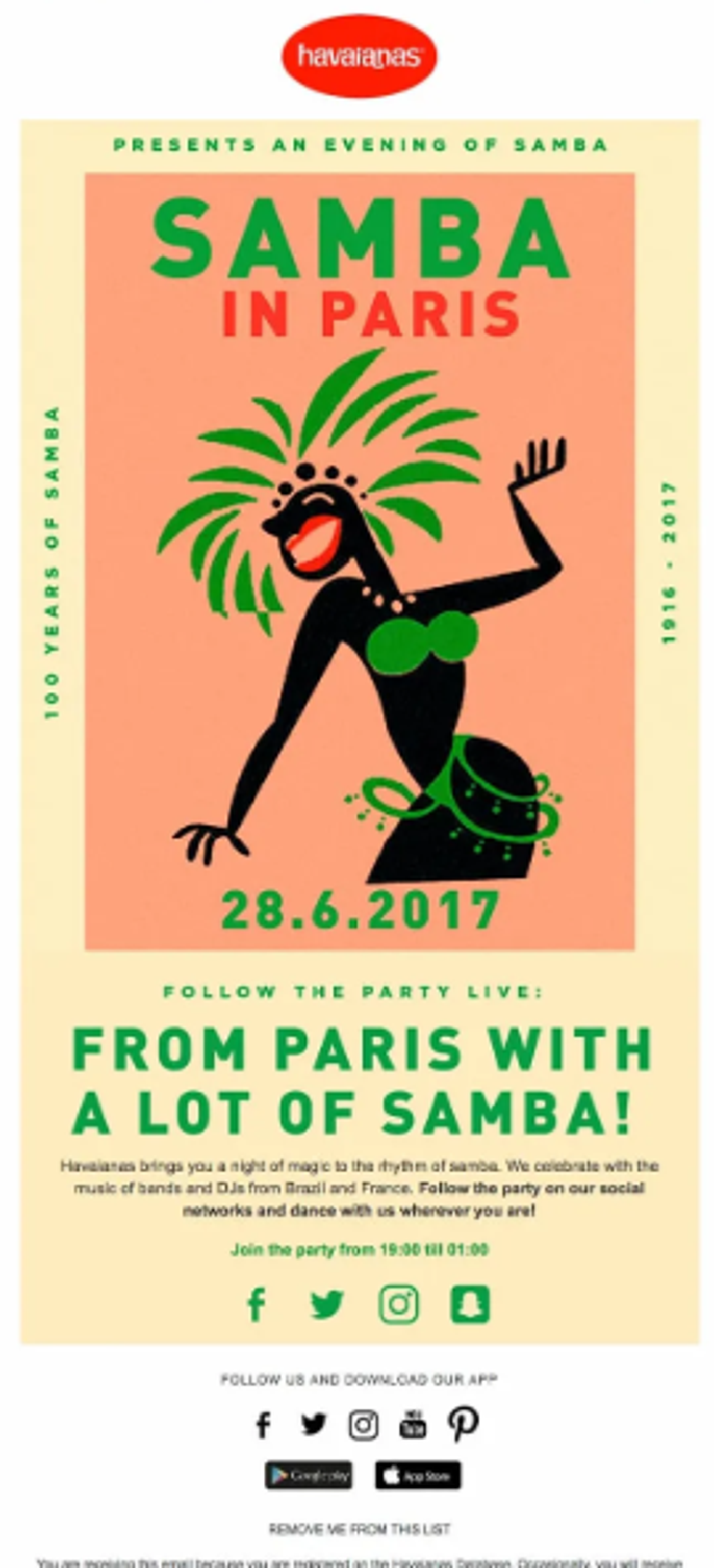 Example of an email with an event invitation.