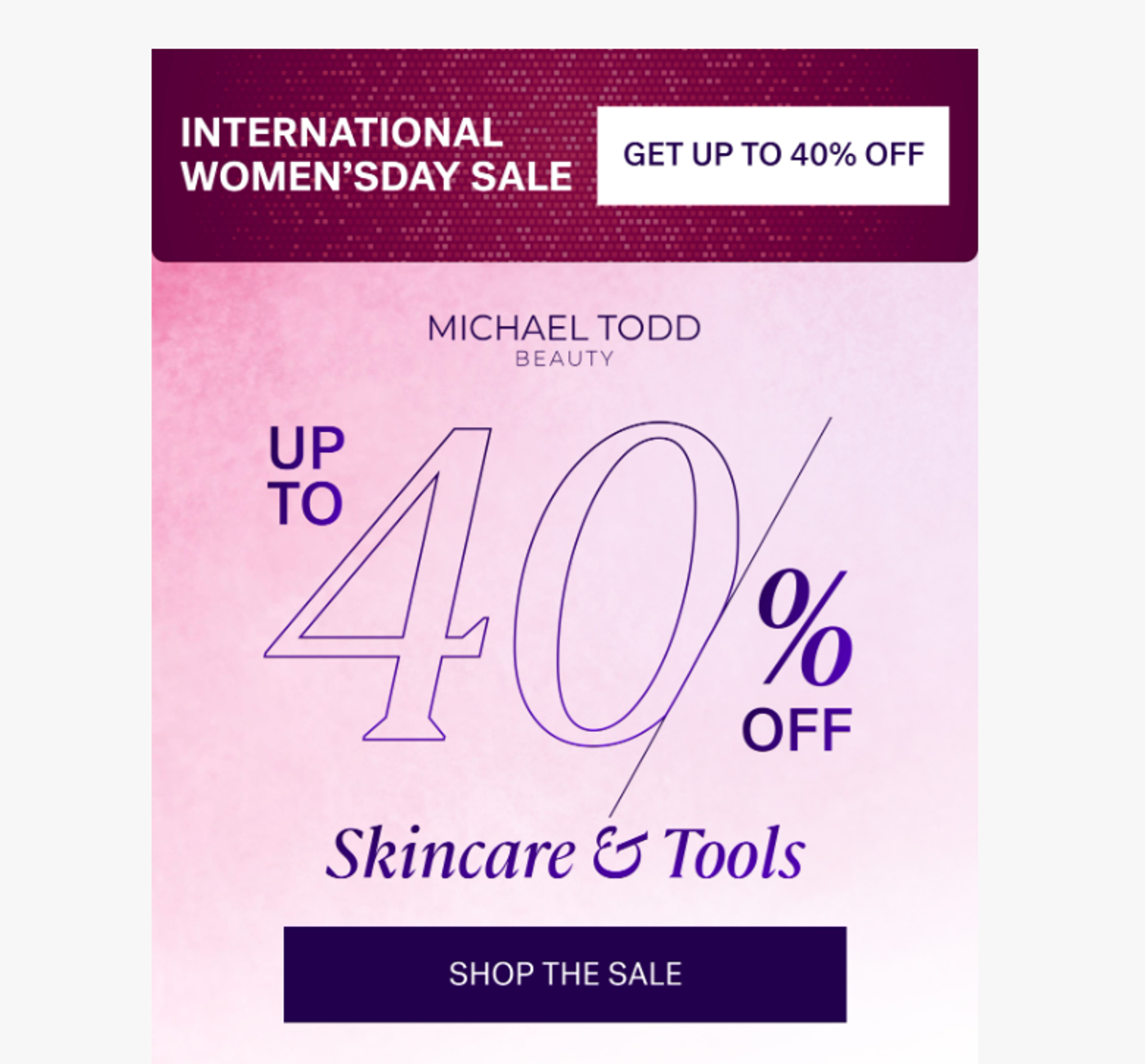 Screenshot of an email from a skincare brand about to be sent out to their email list.