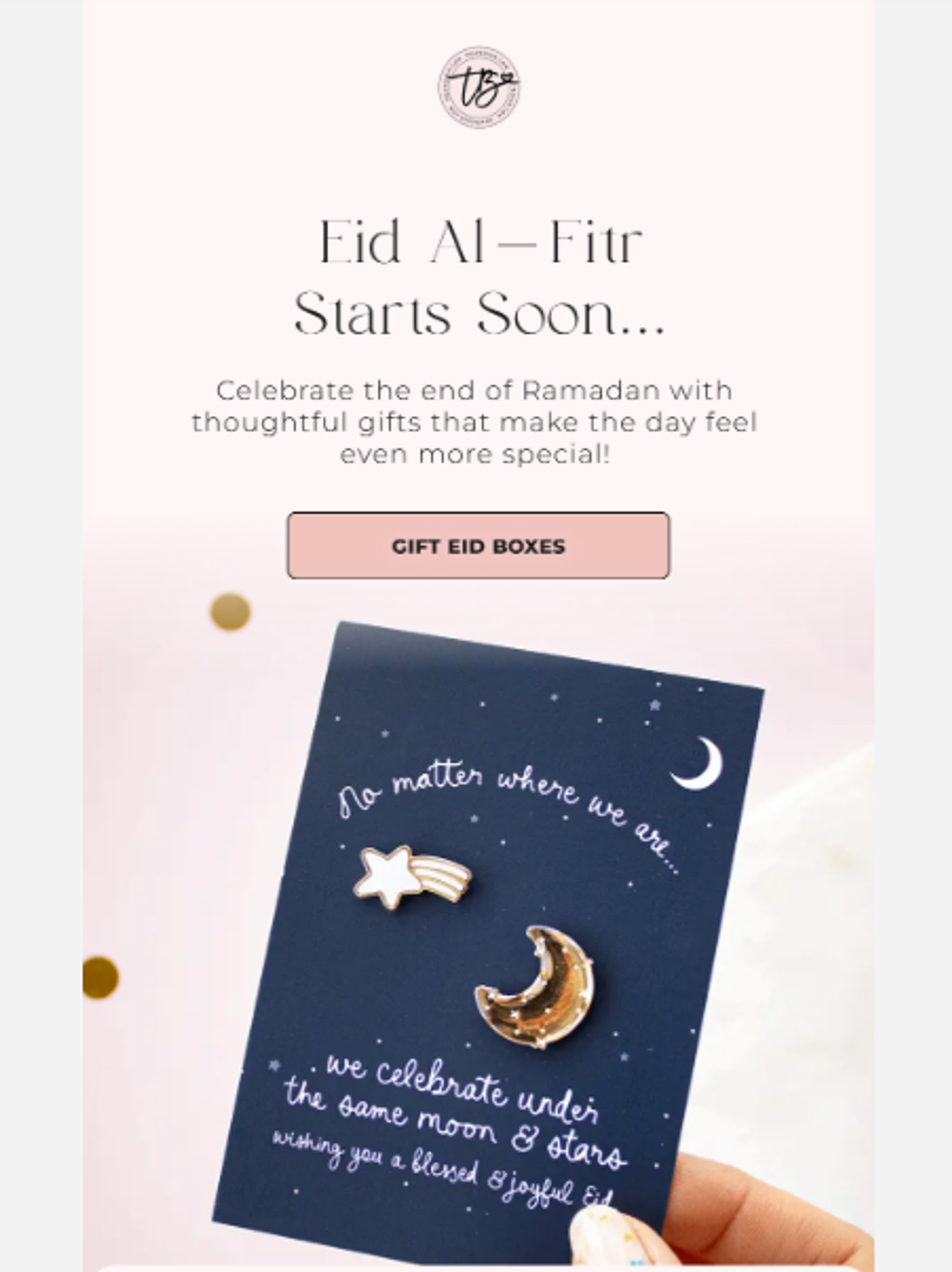 Screenshot of an email stating that Eid al-Fitr will start soon.