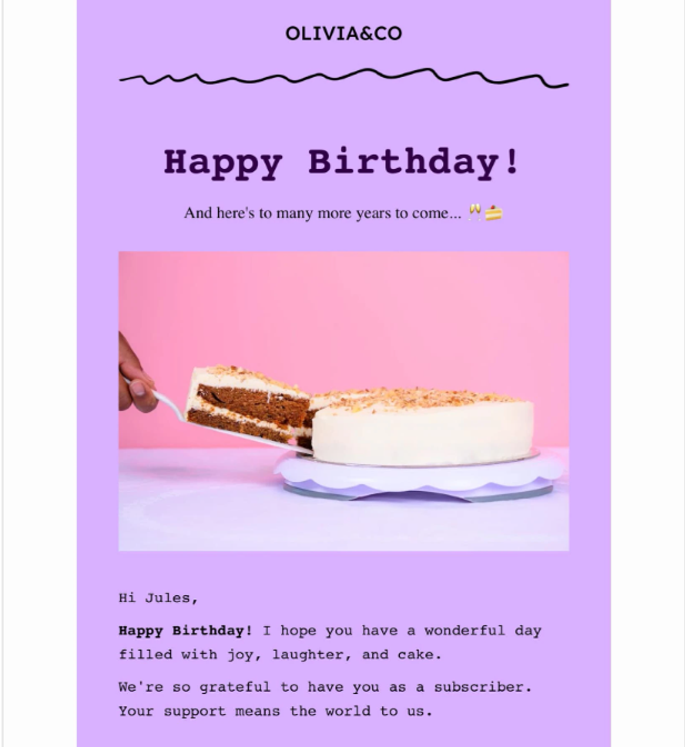 Example of a personalized email.