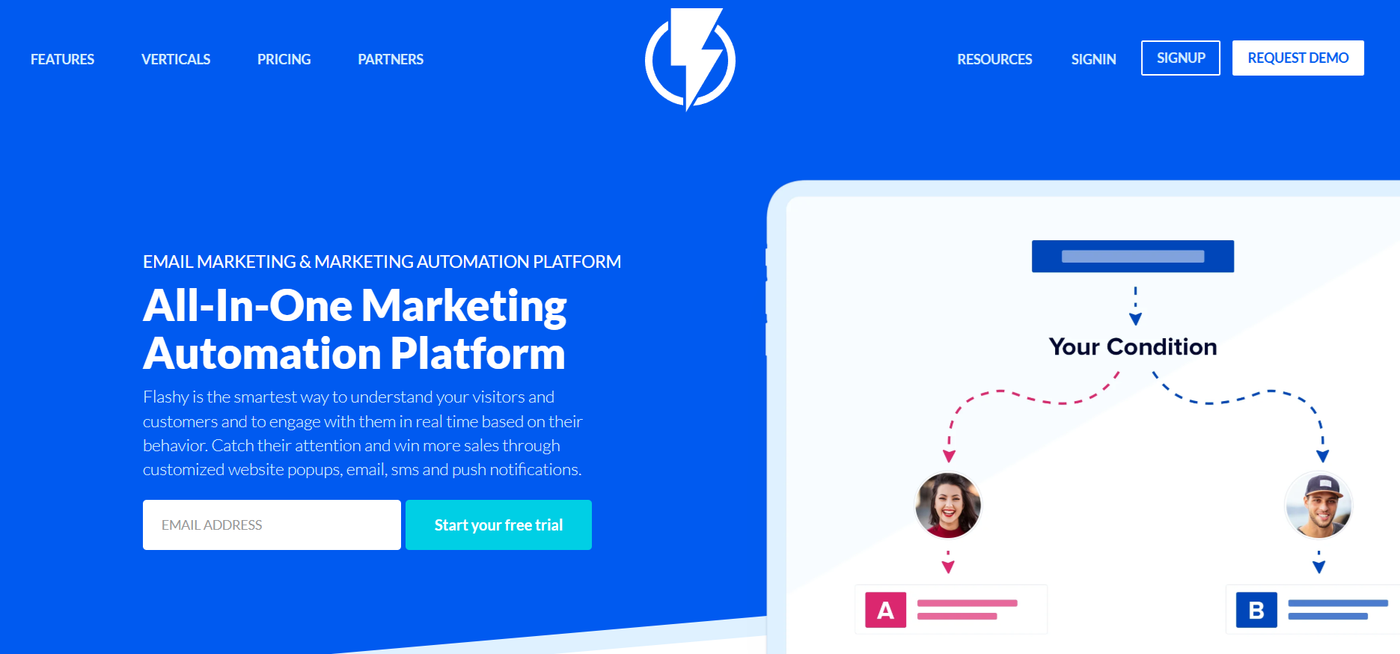 Screenshot showing Flashy's homepage.