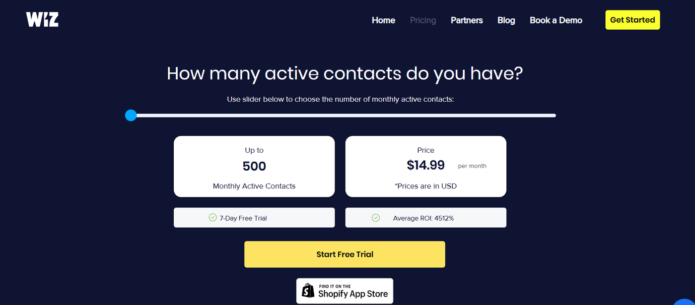 Screenshot of Wiz’s pricing page.
