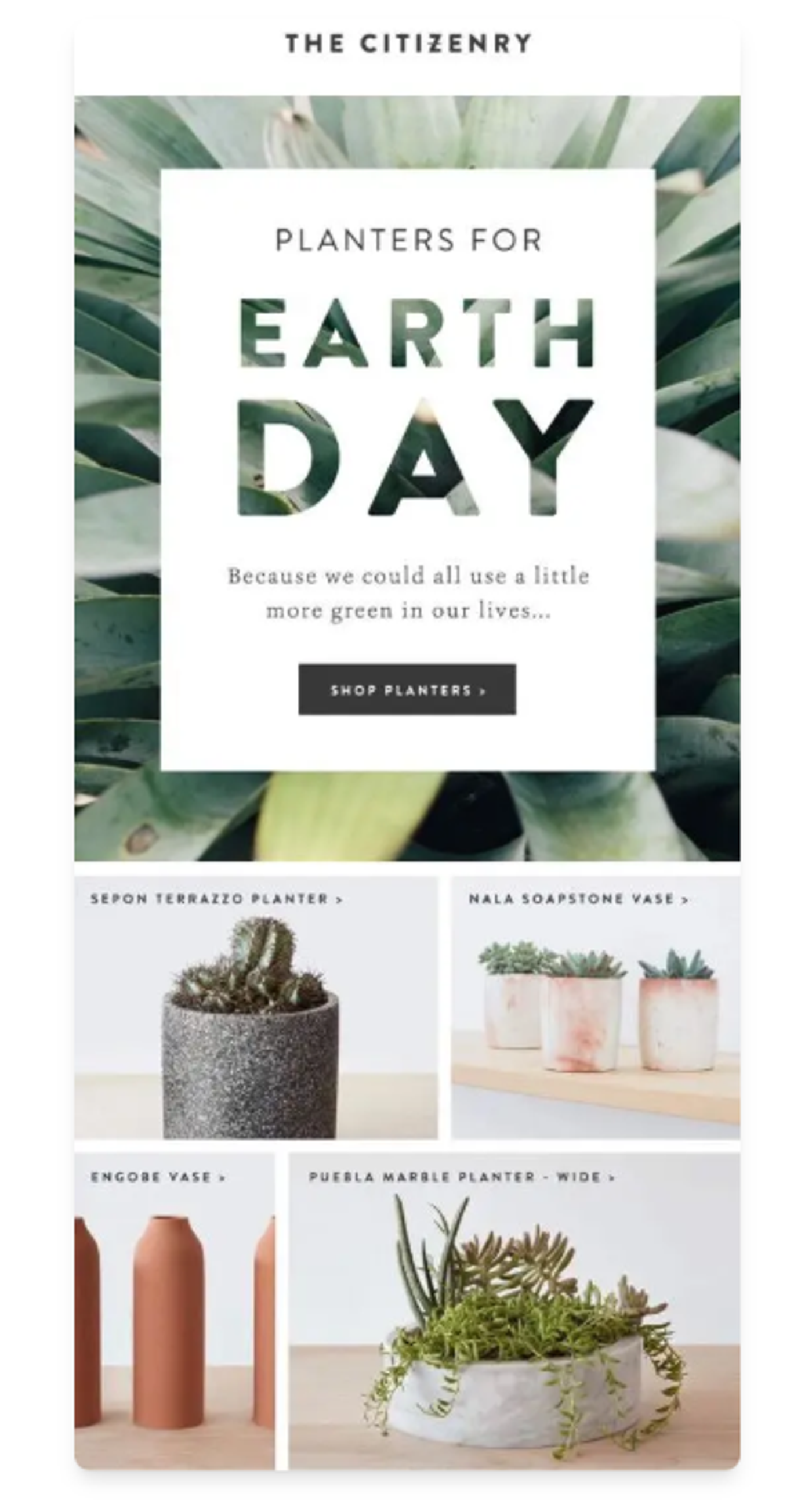 Screenshot of an Earth Day email.