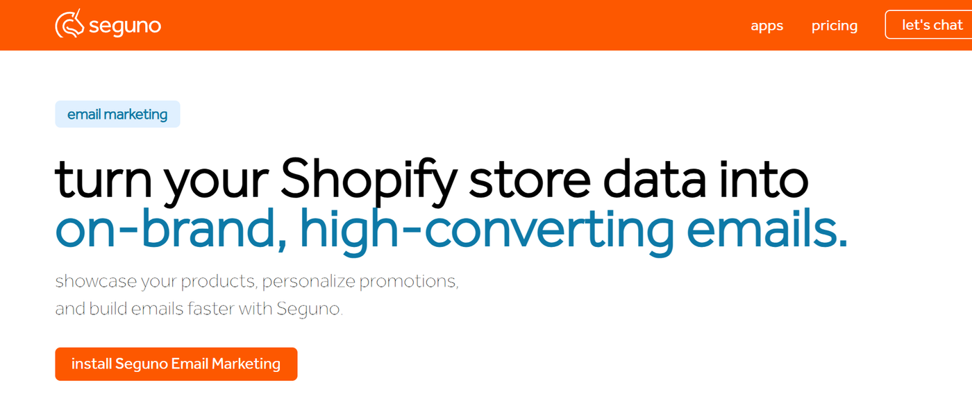 Screenshot of Seguno email marketing page.