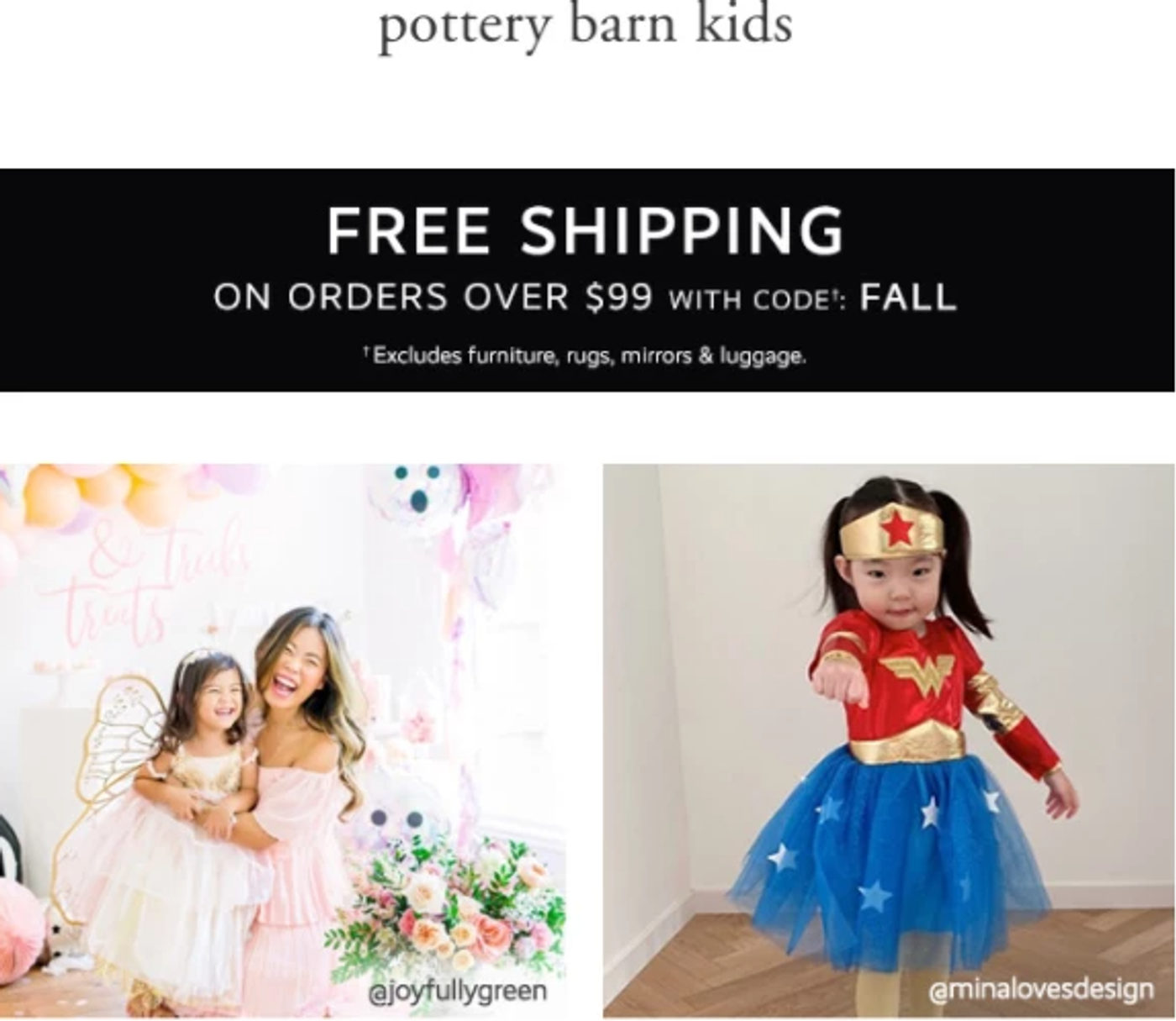 Screenshot of a Halloween sales email with a free shipping offer.