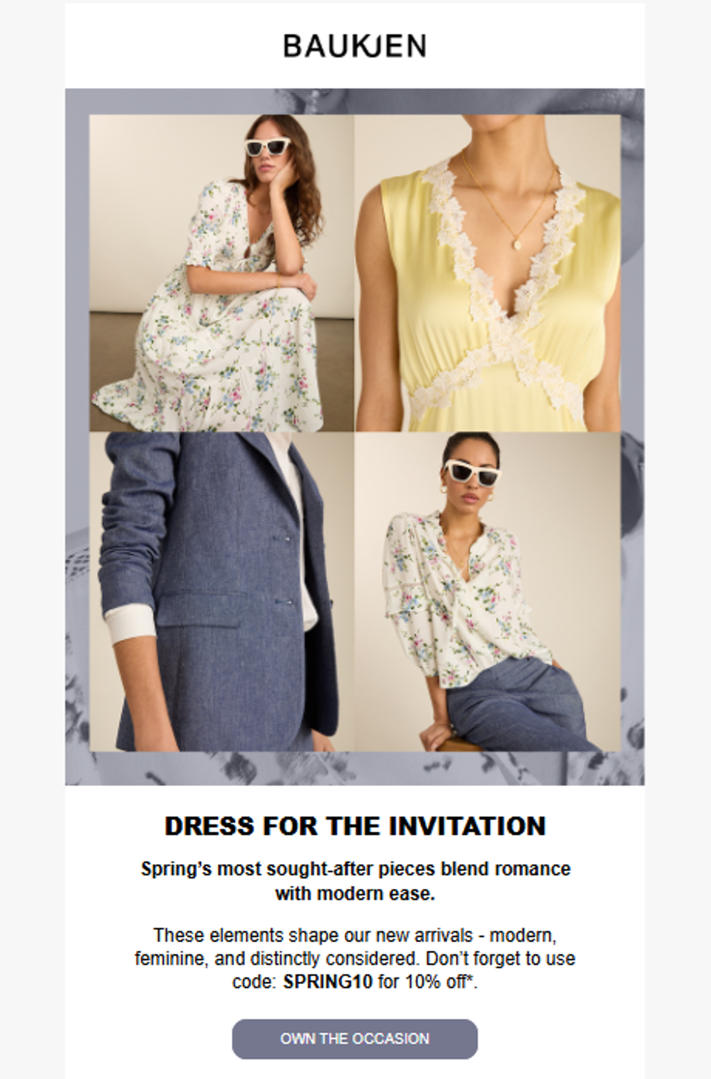 Screenshot of an email from a clothing brand that is aligned with the season.