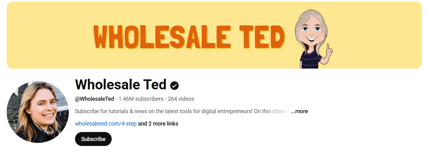 Screenshot of Wholesale Tedâs YouTube channel.