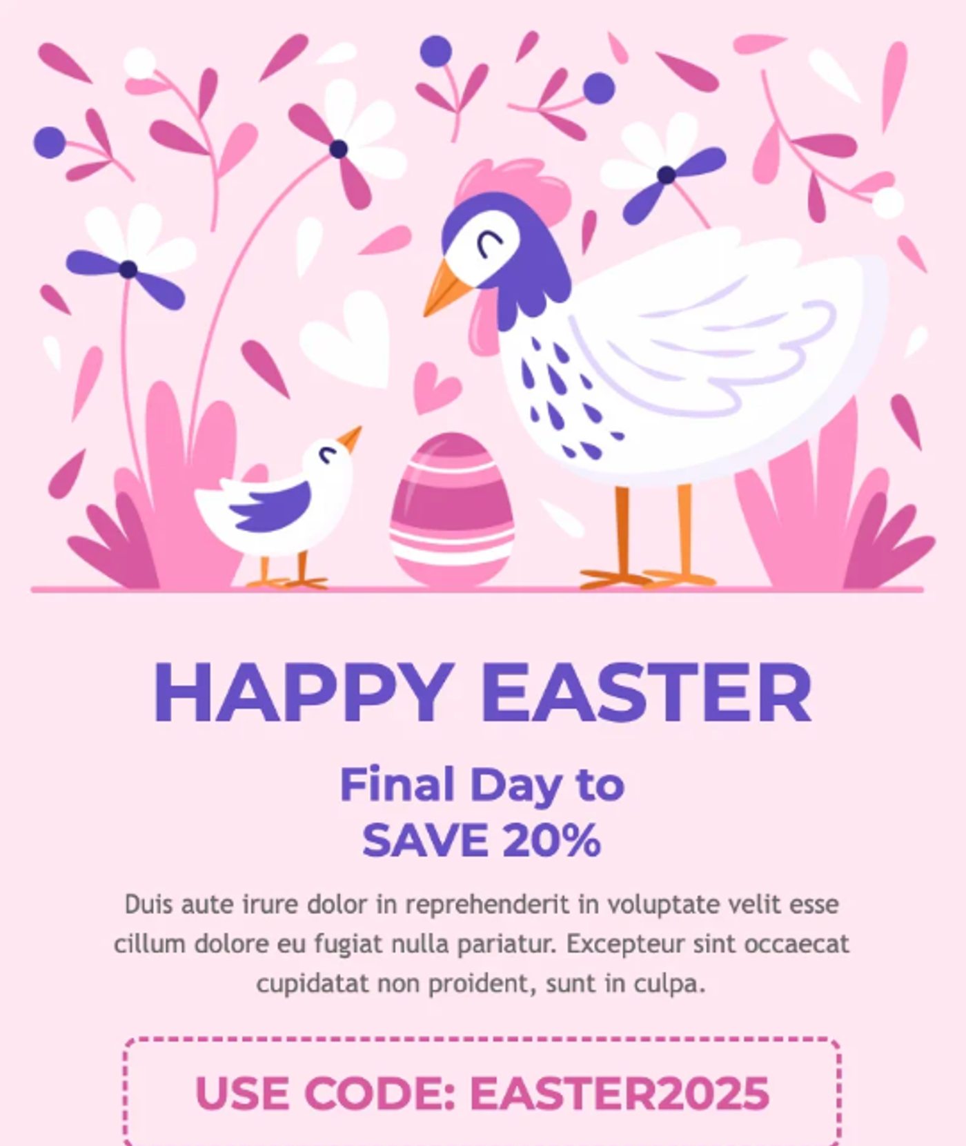 Screenshot of an Easter last-chance email.