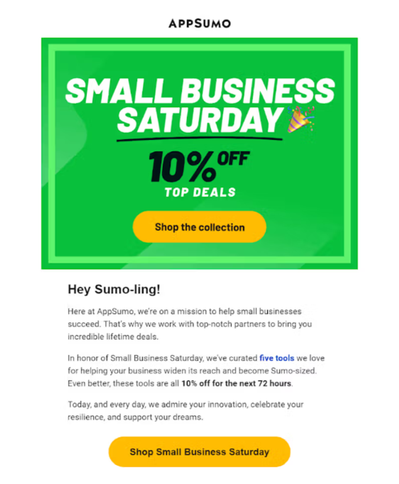 Screenshot of a product spotlight email.