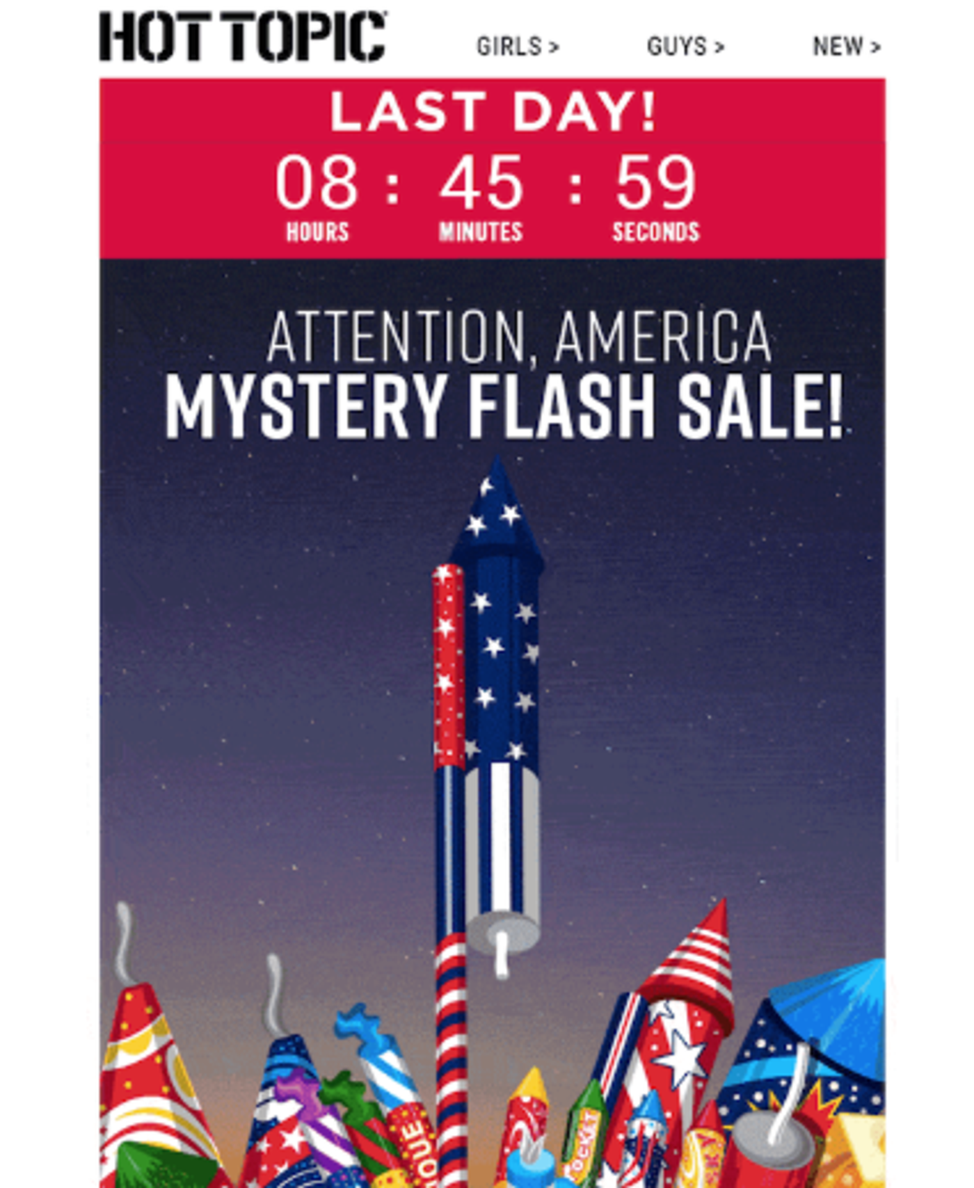 Screenshot of an Independence Day flash sale email.