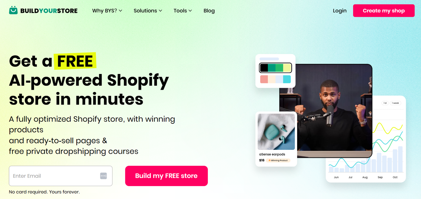 Screenshot of Yomi Denzelâs BuildYourStore page.