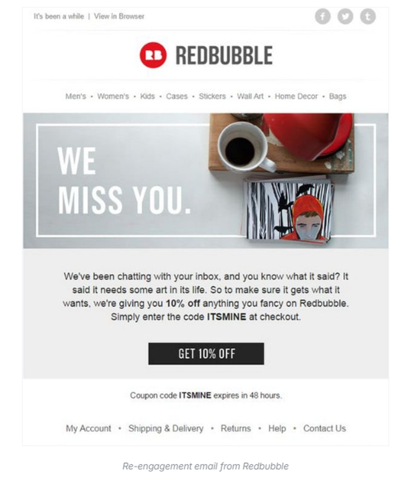 Screenshot of a re-engagement email.