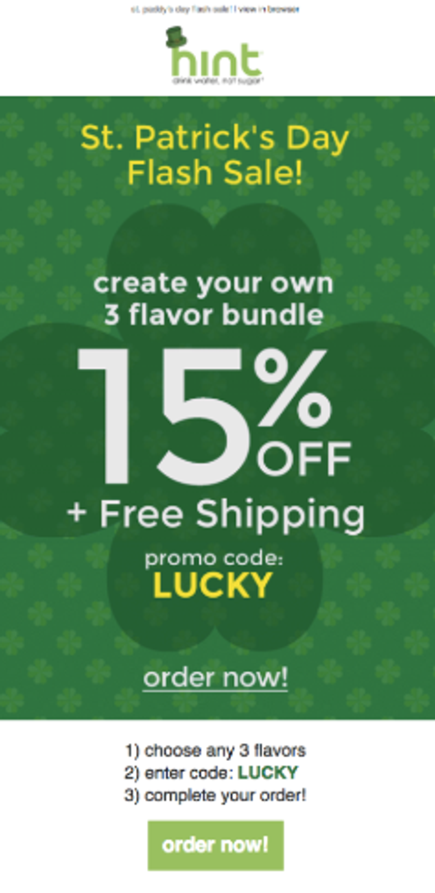 Screenshot of a St. Patrick’s Day flash sale email.