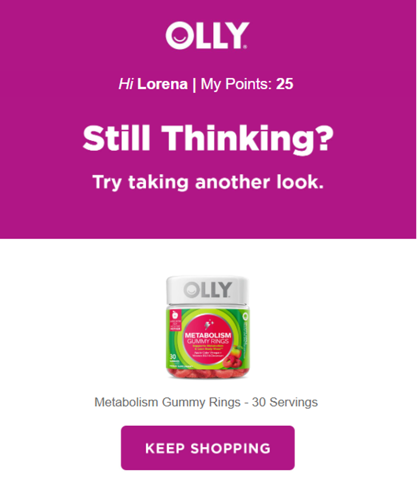 Screenshot of an abandoned cart email with a simple reminder.