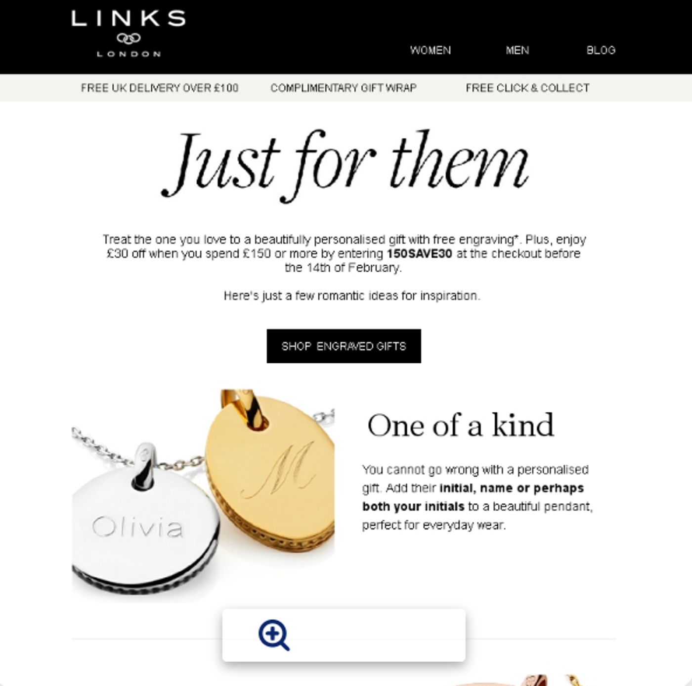 Screenshot of a Valentine’s Day gift guide email.