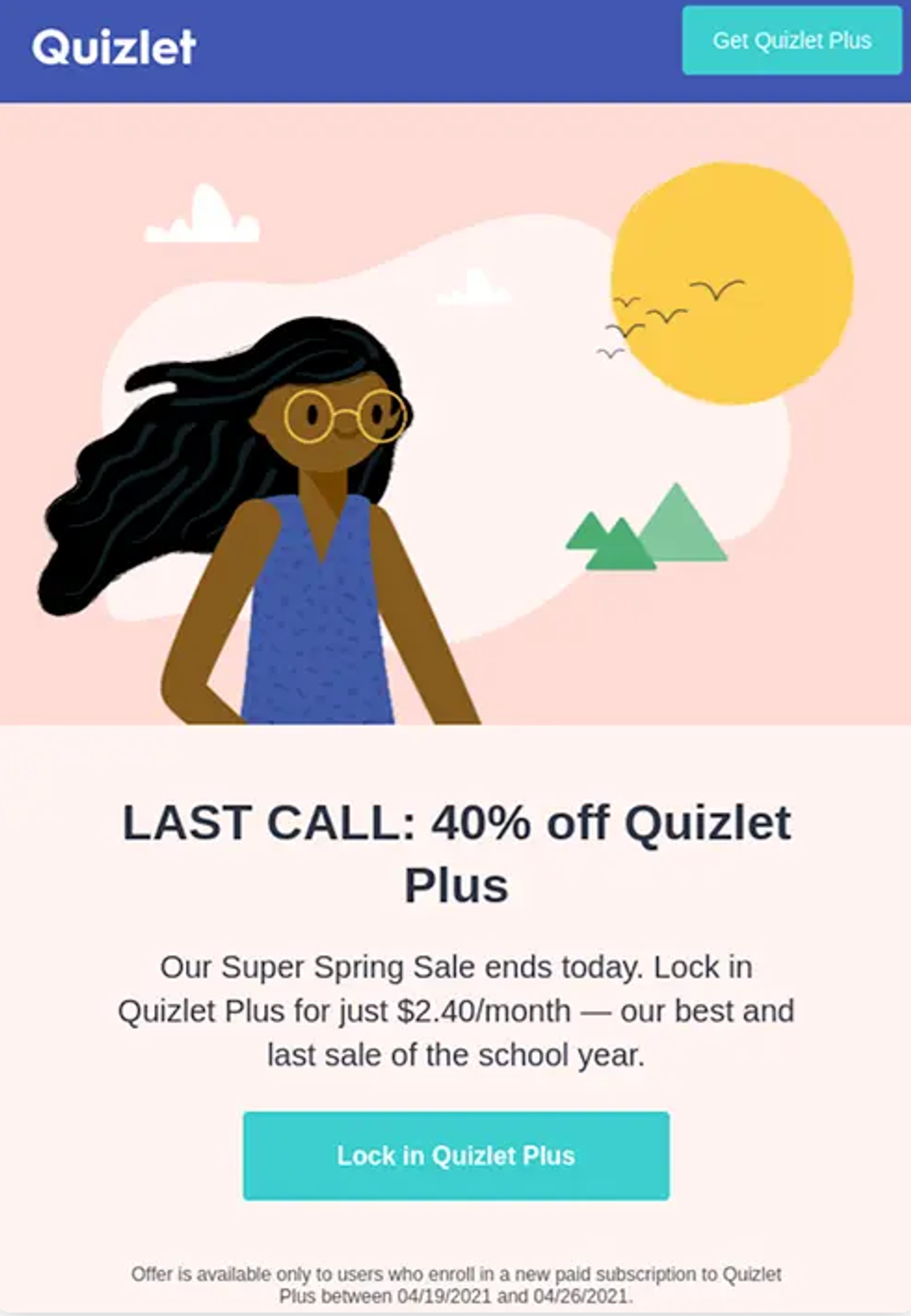 Screenshot of a last-chance spring email.