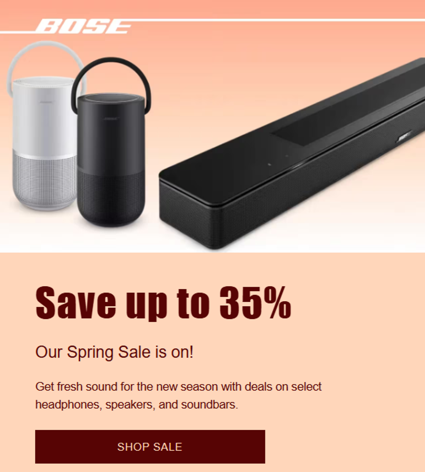 Screenshot of a Spring sale email example.