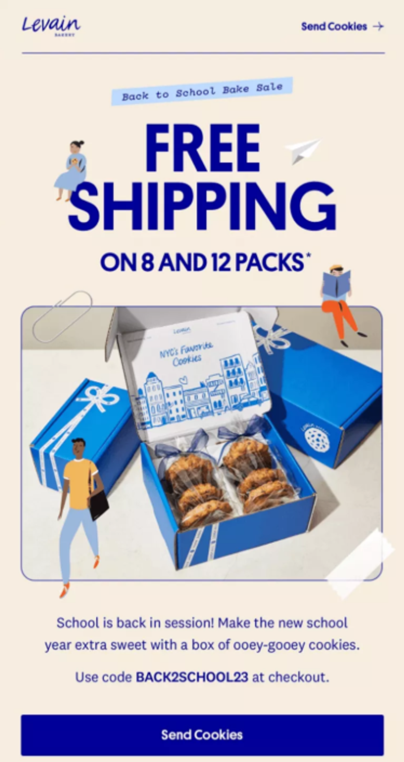 Screenshot of a back to school email with a free shipping offer.