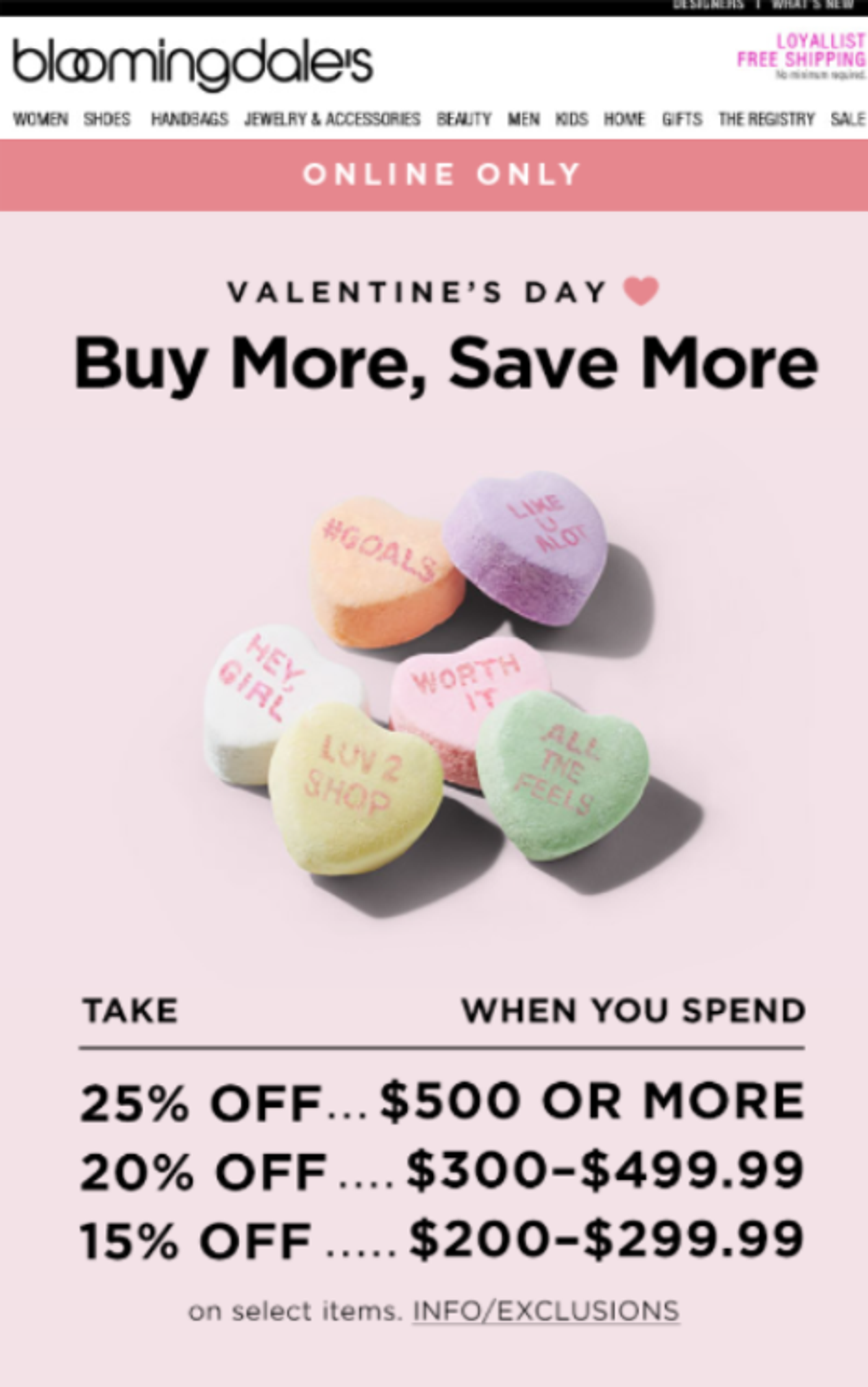 Screenshot of a Valentine’s Day sale announcement email.