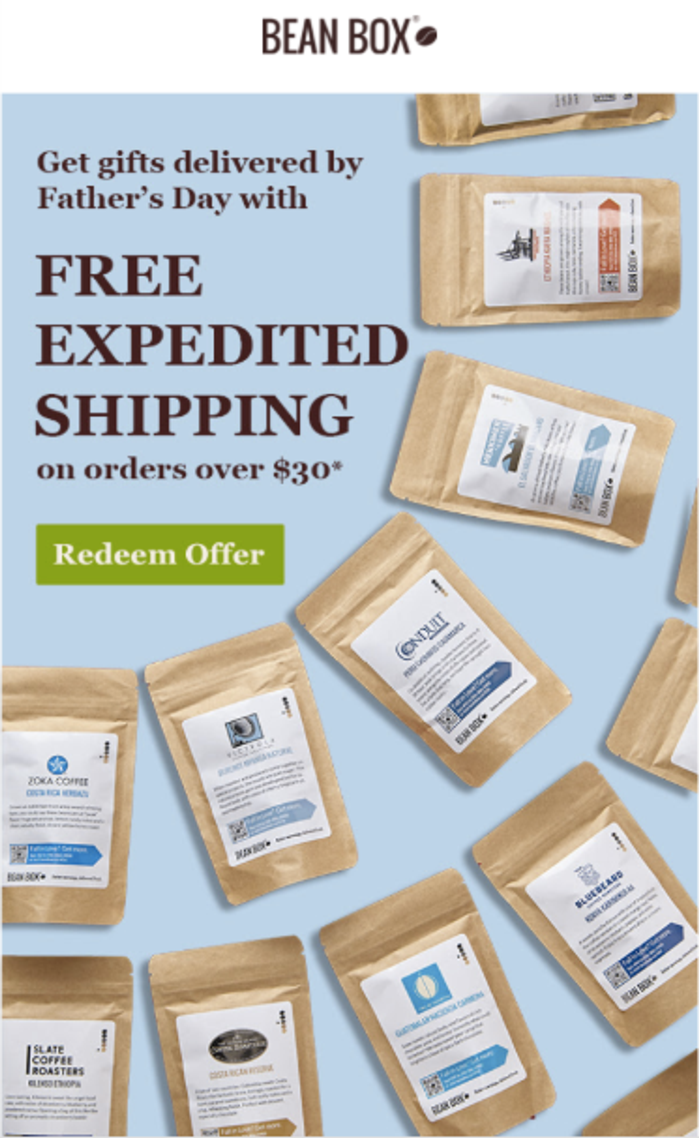 Screenshot of a Father’s Day email with a free shipping offer.