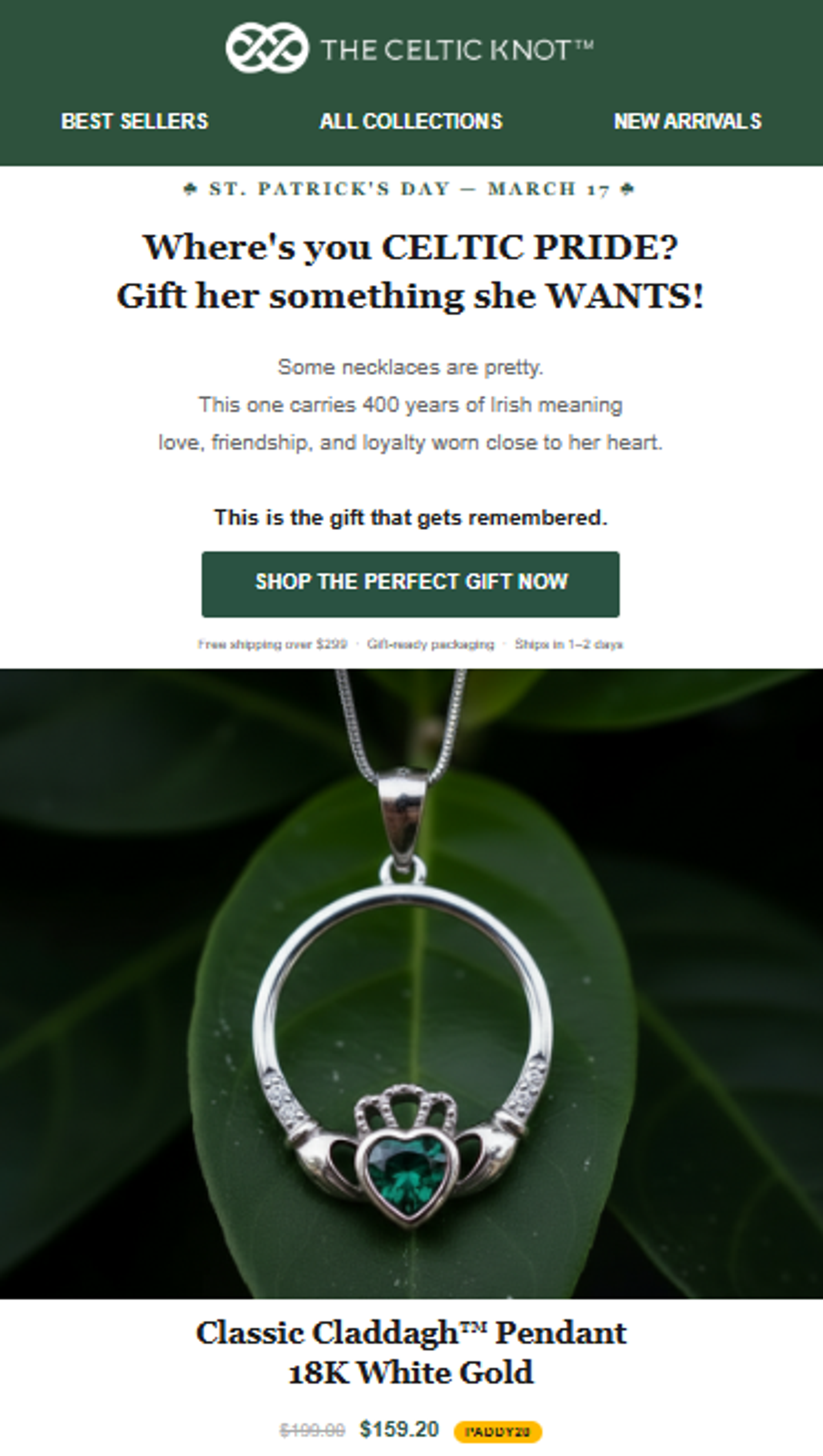 Screenshot of an email from a jewelry brand based on an occasion.