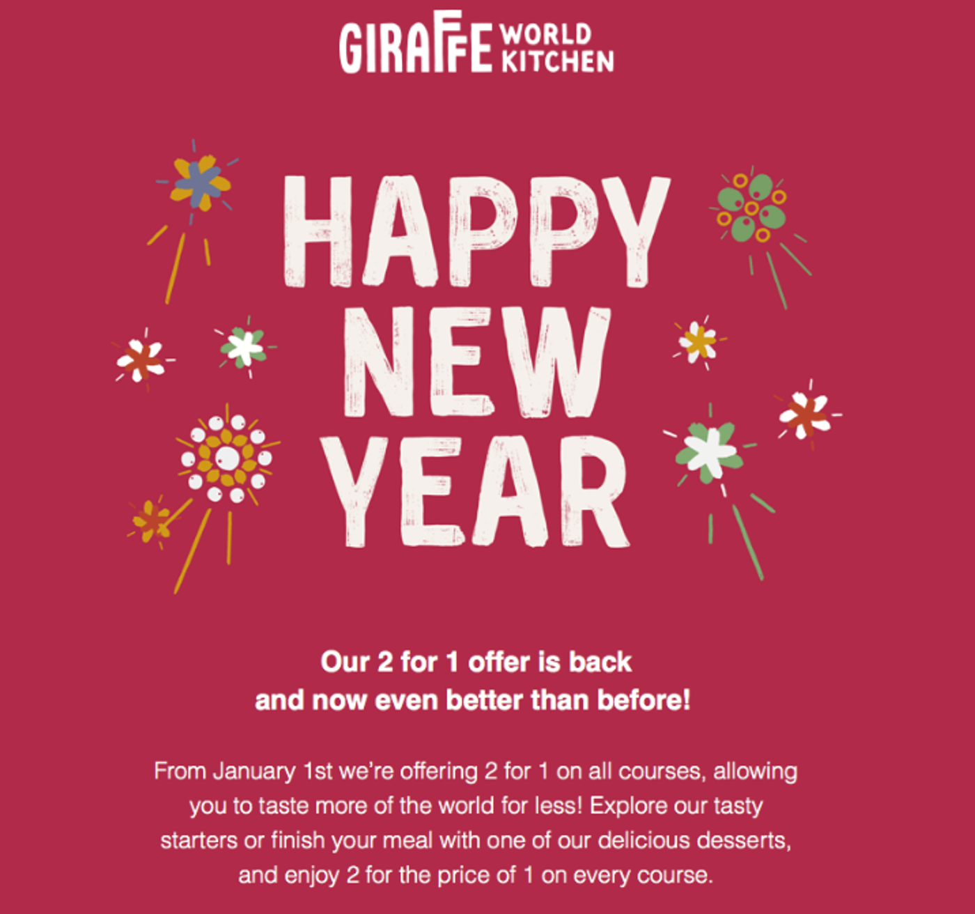Screenshot of a new year marketing email.