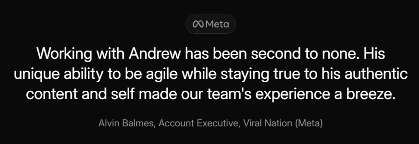 Screenshot of one of the reviews for Andrew Ethan Zang.