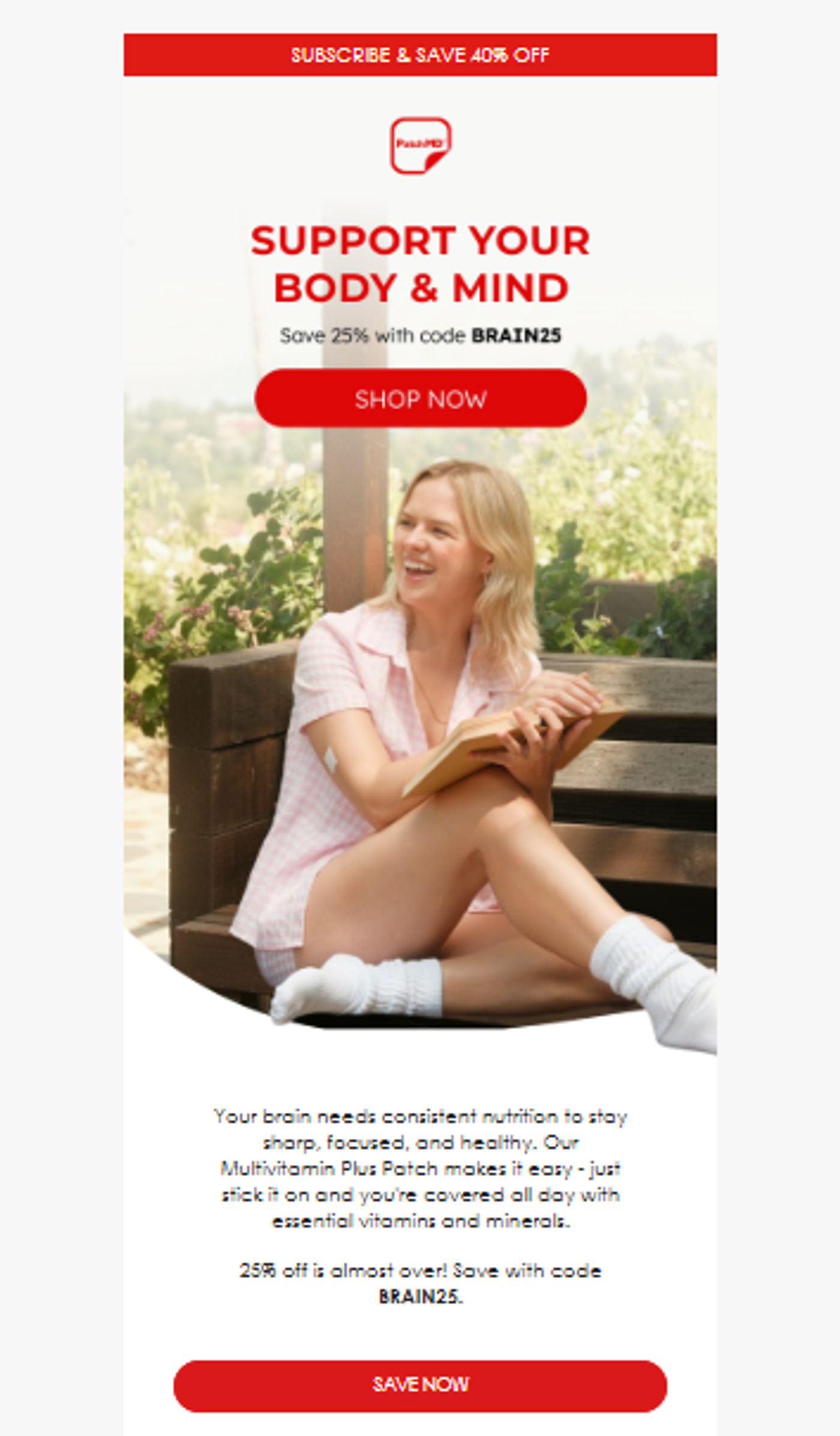Screenshot of an email promoting wellness for the body and mind.