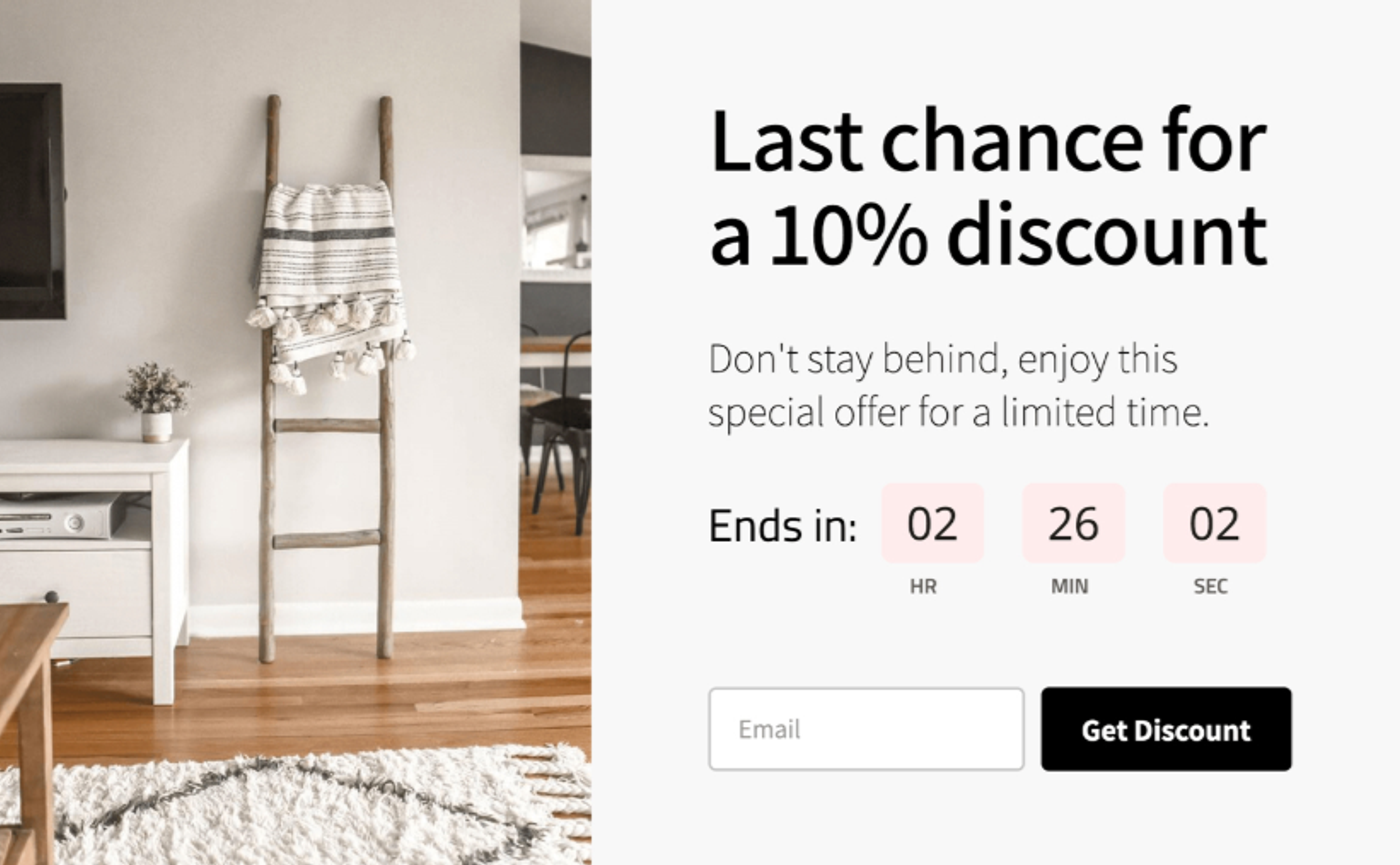 Screenshot of a popup email with a last-chance offer.