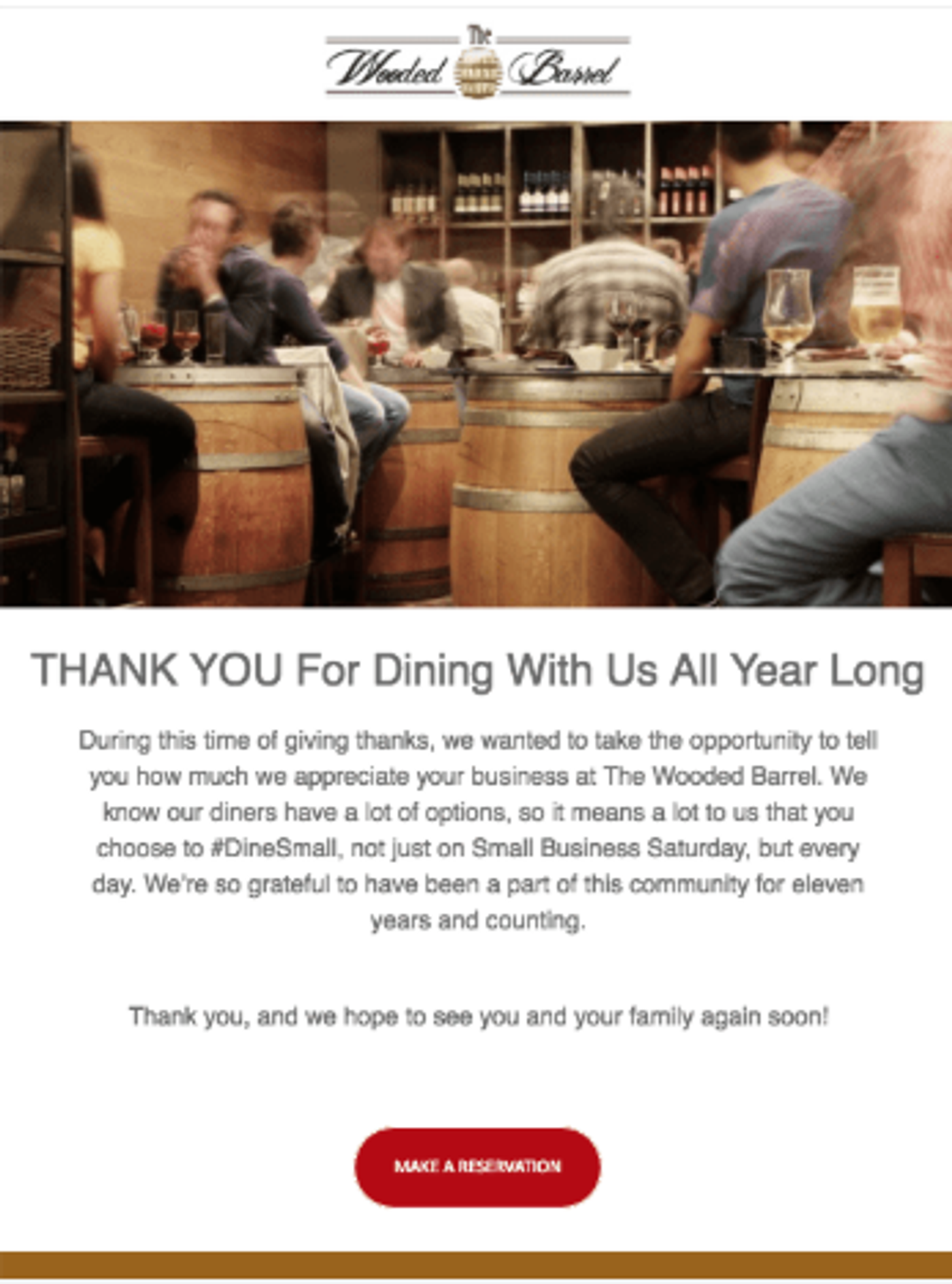 Screenshot of a customer appreciation email.