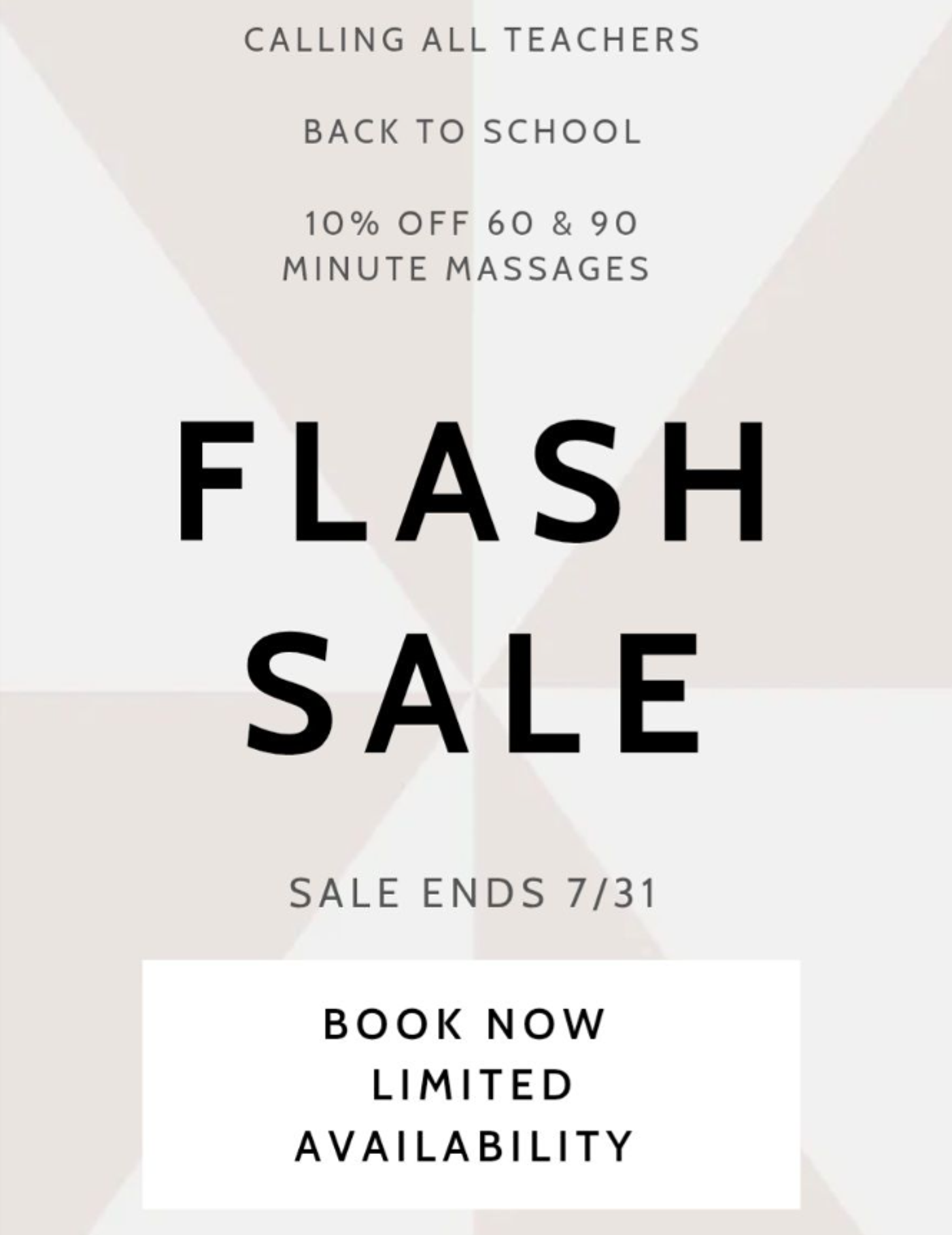 Screenshot of a back to school flash sale email.