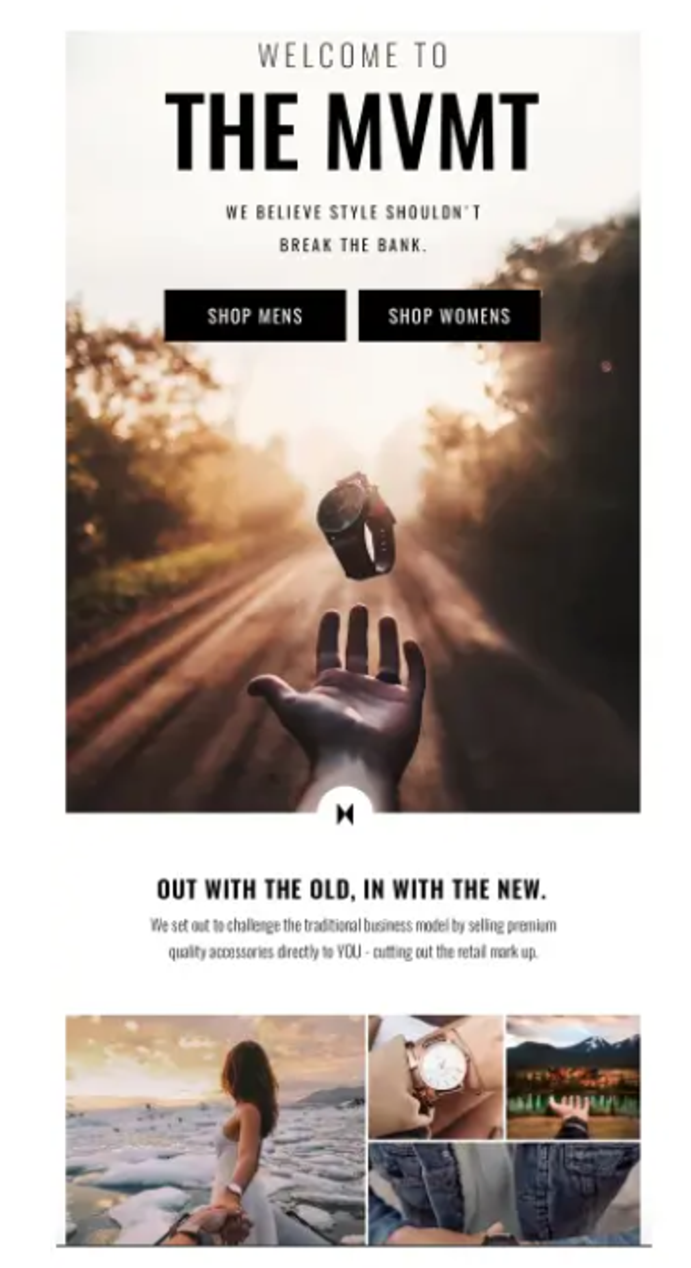 Screenshot of a welcome email.