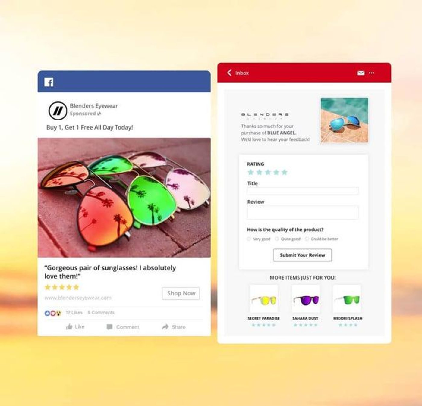 Screenshot of Shopify stores’ content with ad copies.