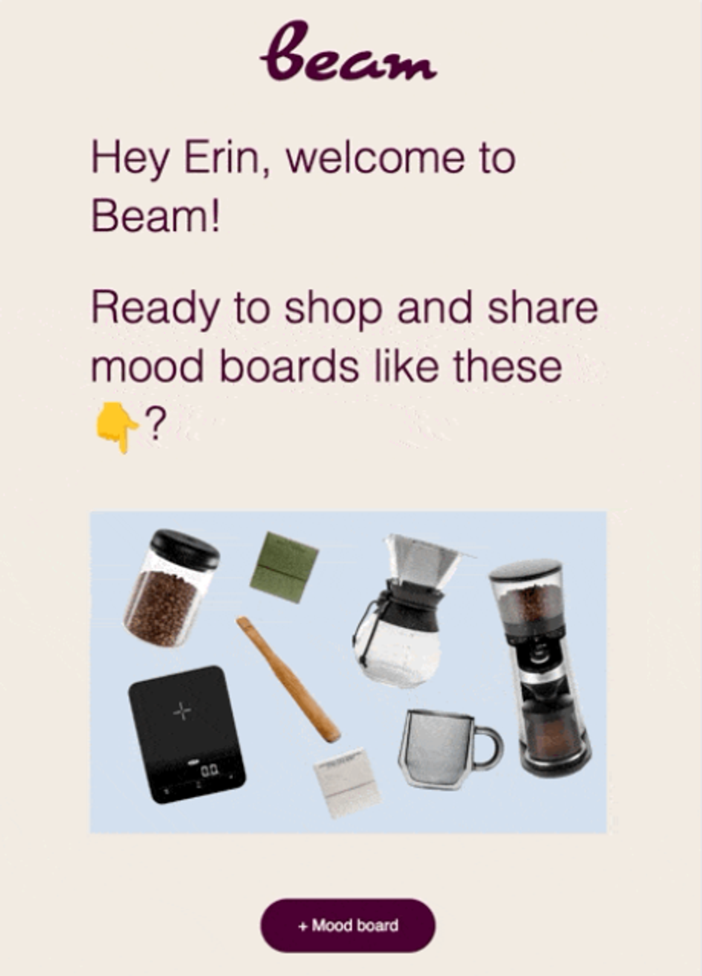 Screenshot of a personalized welcome email.