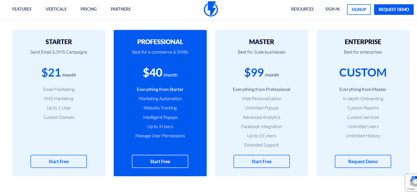 Screenshot of Flashy’s plans.