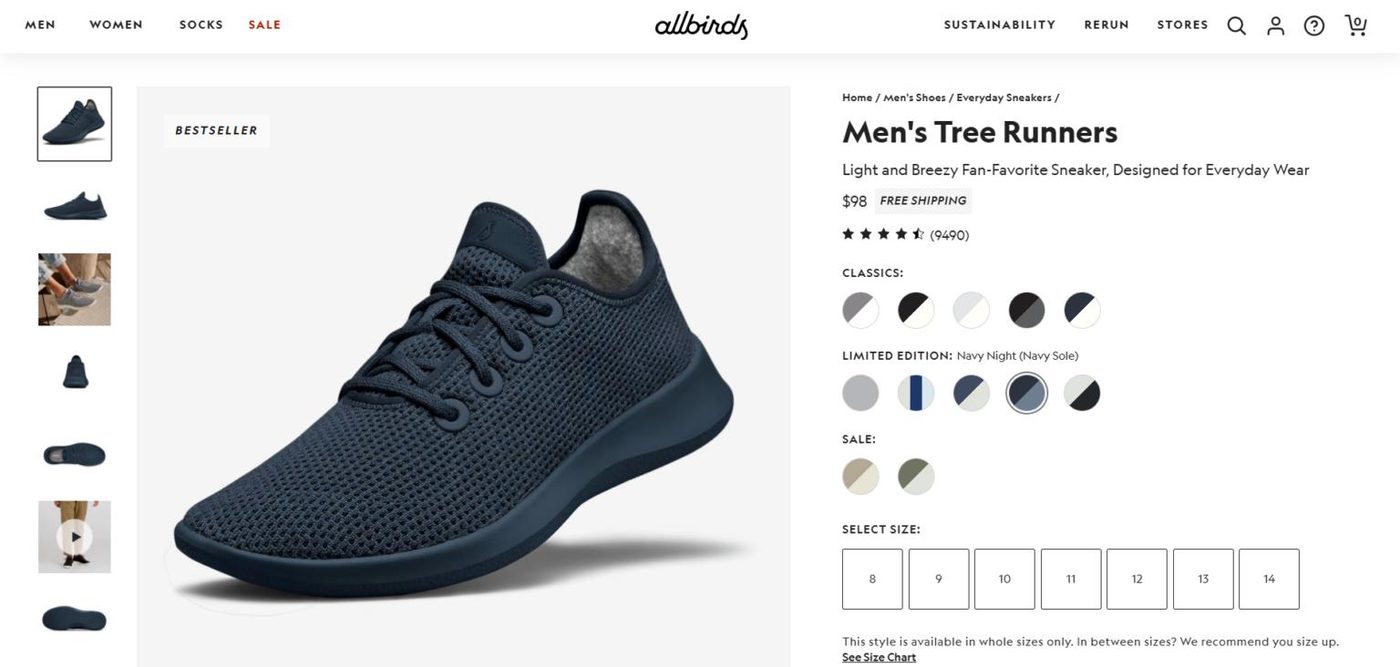 Screenshot of a Shopify store’s product description.