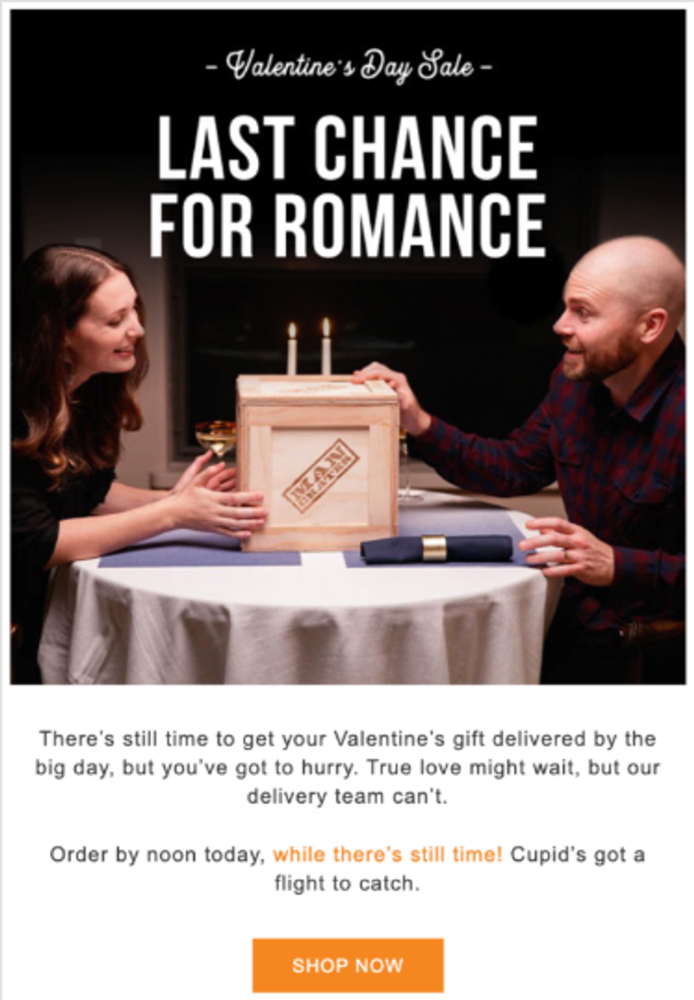 Screenshot of a Valentine’s Day last-chance email.